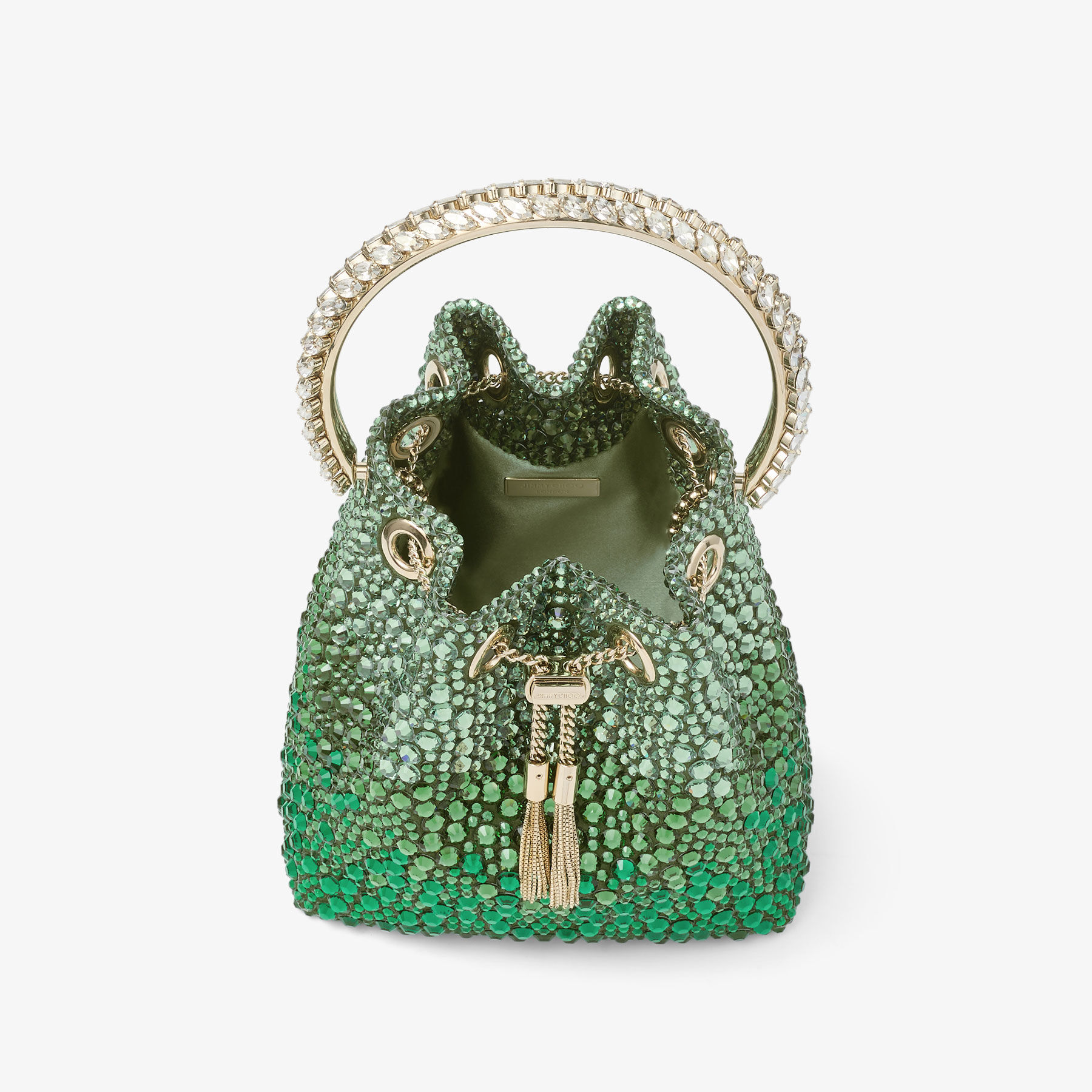 Bon Bon | British Green and Emerald Satin Bag with Crystals