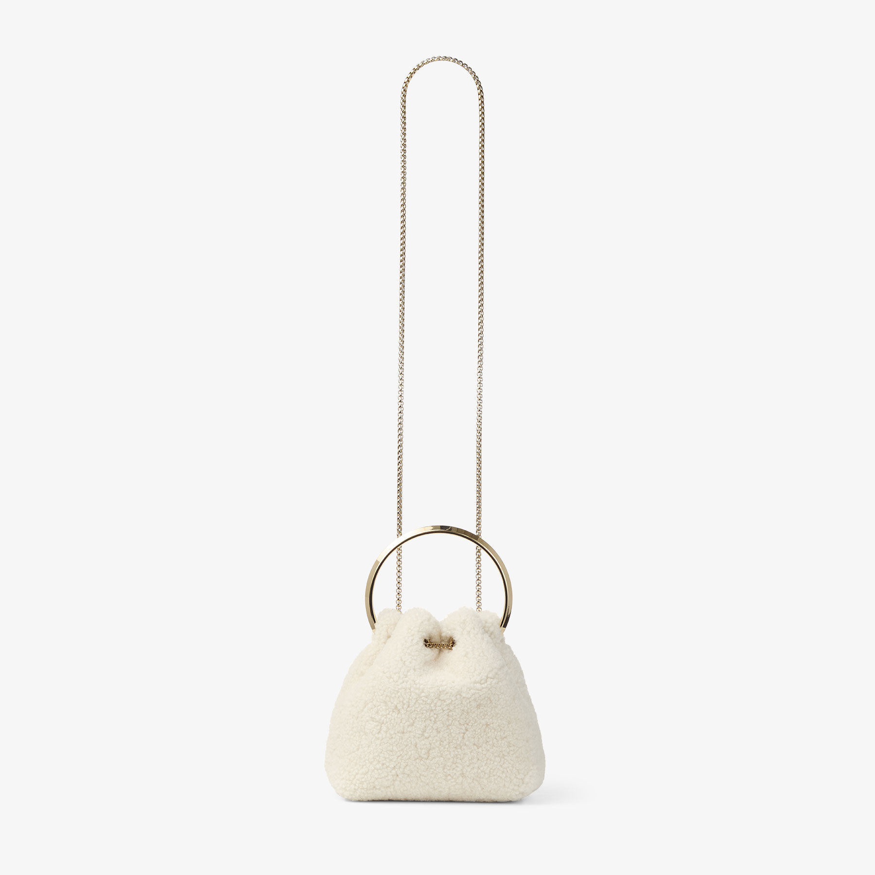Bon Bon | Natural Bucket Bag with Metal Handle | JIMMY CHOO