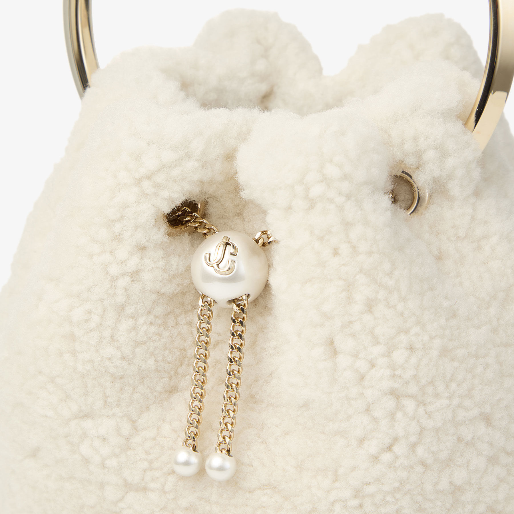 Bon Bon | Natural Bucket Bag with Metal Handle | JIMMY CHOO