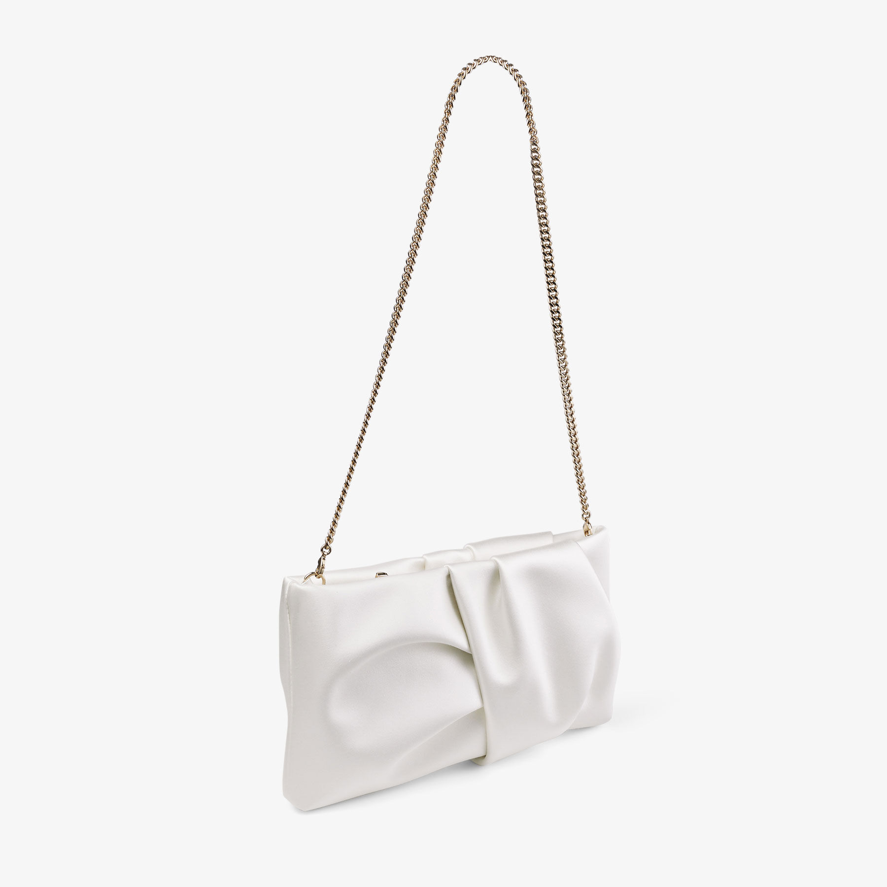 Bonny Clutch | Ivory Satin Clutch Bag | JIMMY CHOO