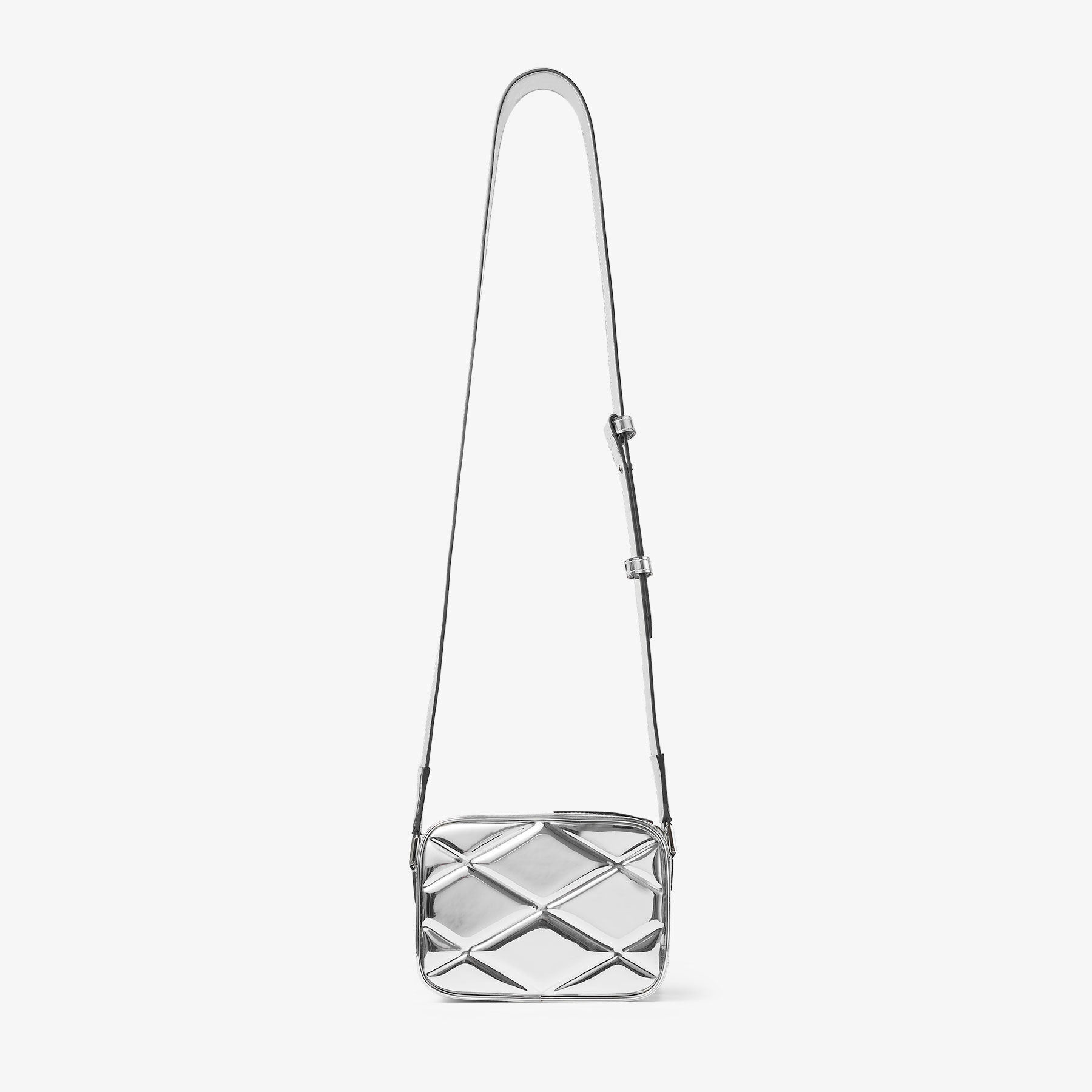 Box Camera S |Silver Diamond Quilted Mirror Fabric Camera