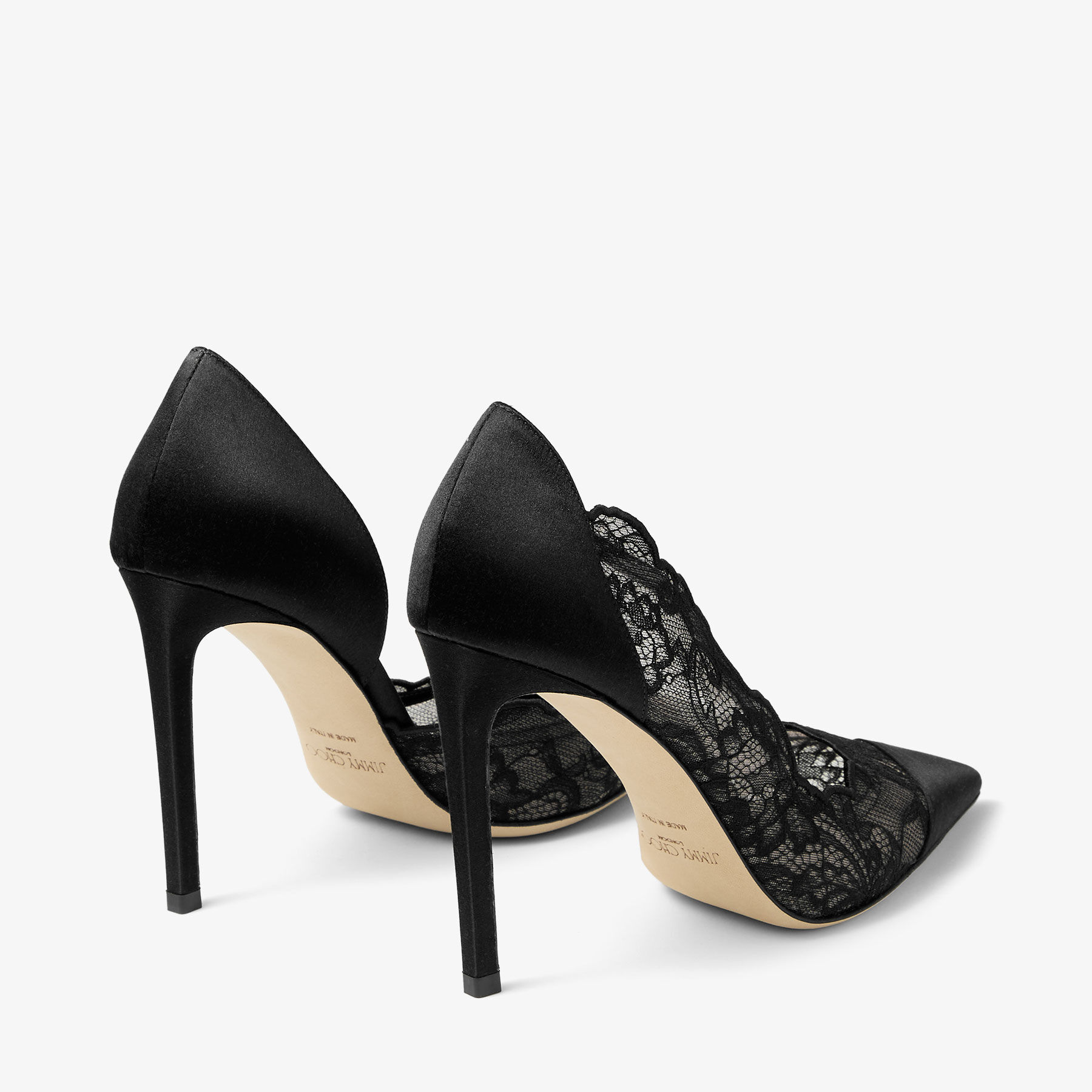 Brigitte 100 | Black Jimmy Choo Lace and Satin Pumps | JIMMY CHOO