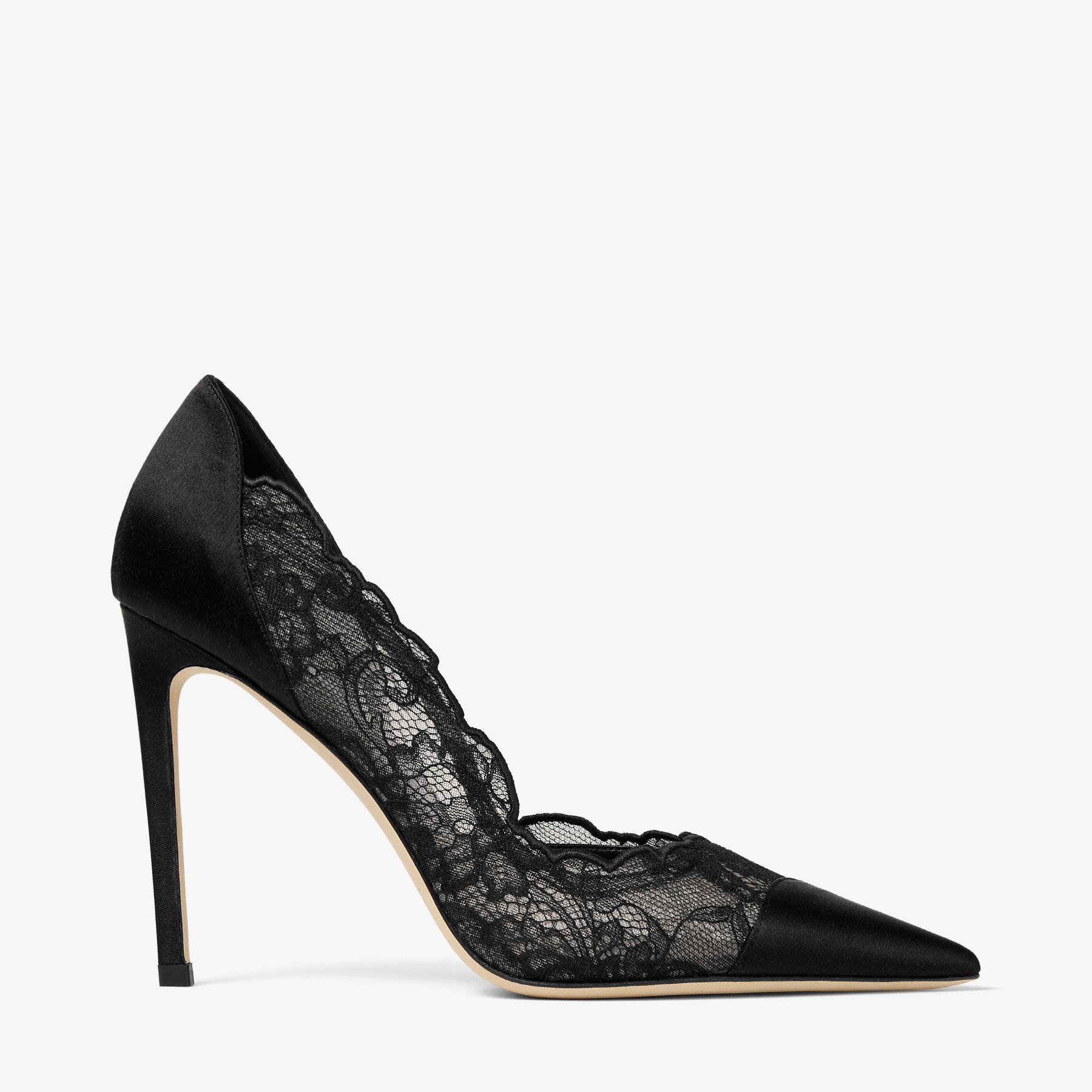 Brigitte 100 | Black Jimmy Choo Lace and Satin Pumps | JIMMY CHOO