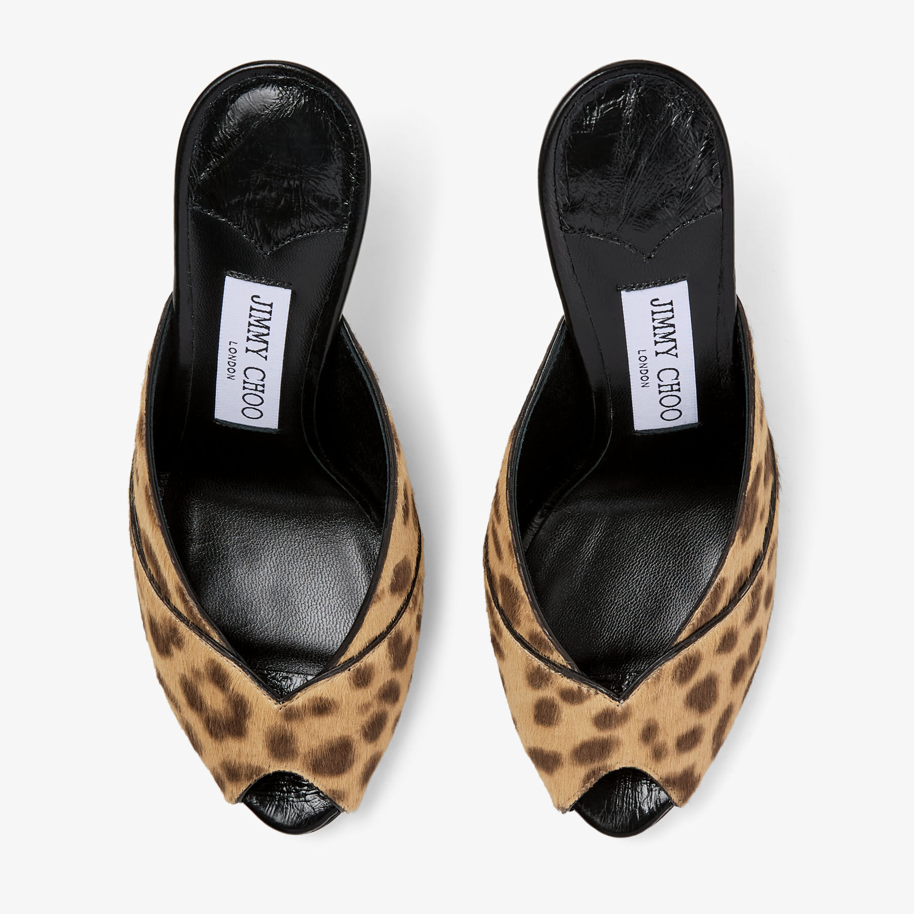 Brigitte Mule 100 | Natural Leopard Print Pony Mules | JIMMY CHOO