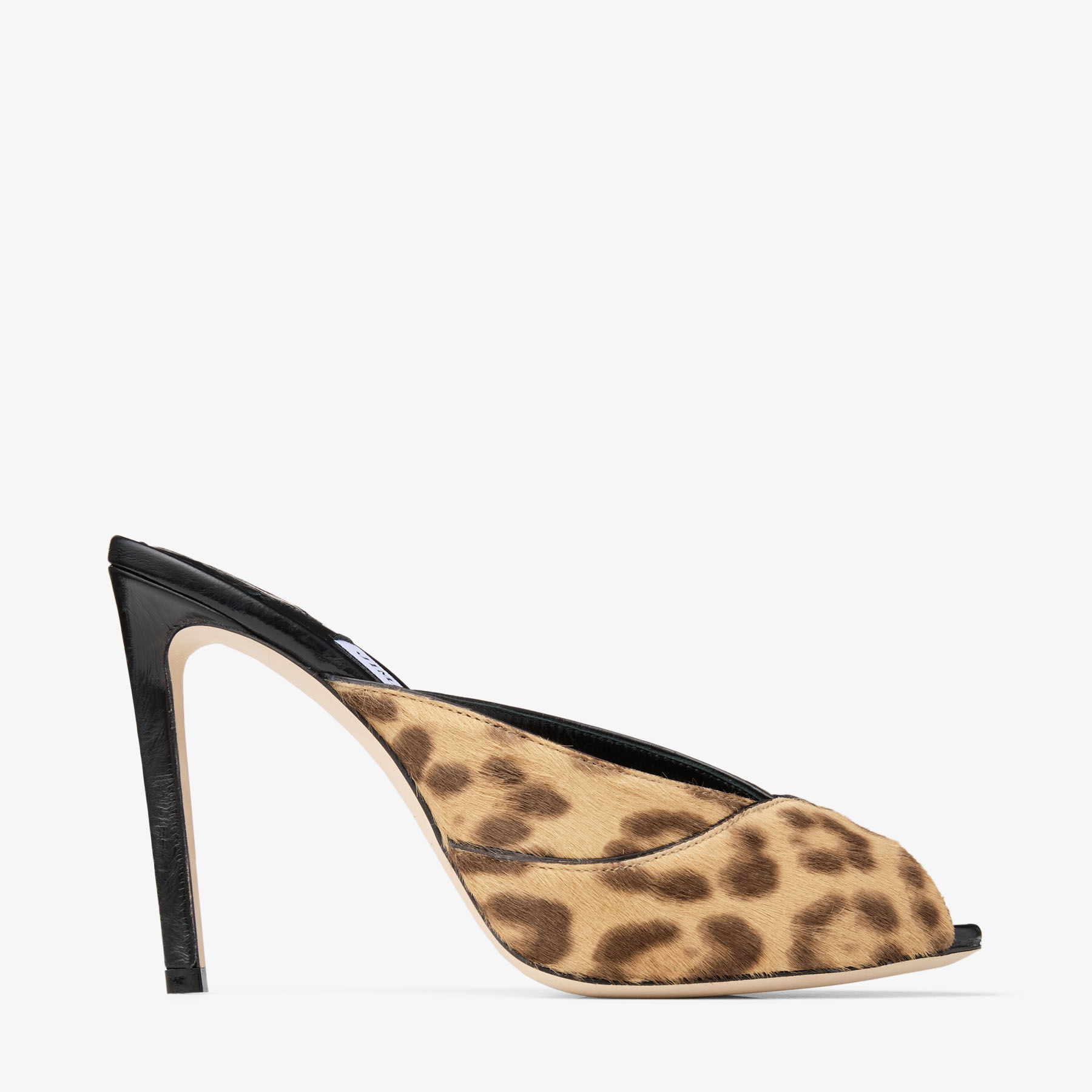 Brigitte Mule 100 | Natural Leopard Print Pony Mules | JIMMY CHOO