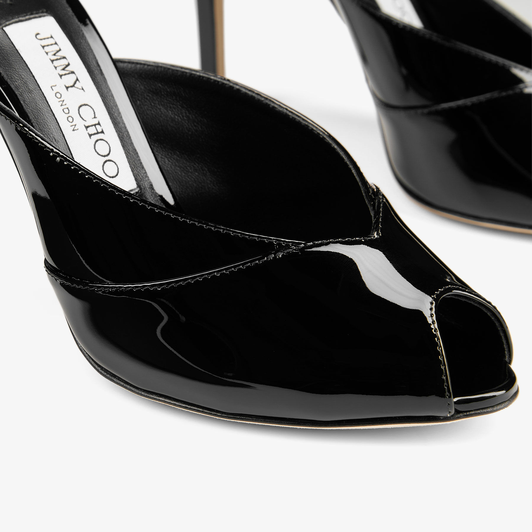 ペロマ Brigitte Mule 100 | Black Patent Leather Mules | JIMMY CHOO