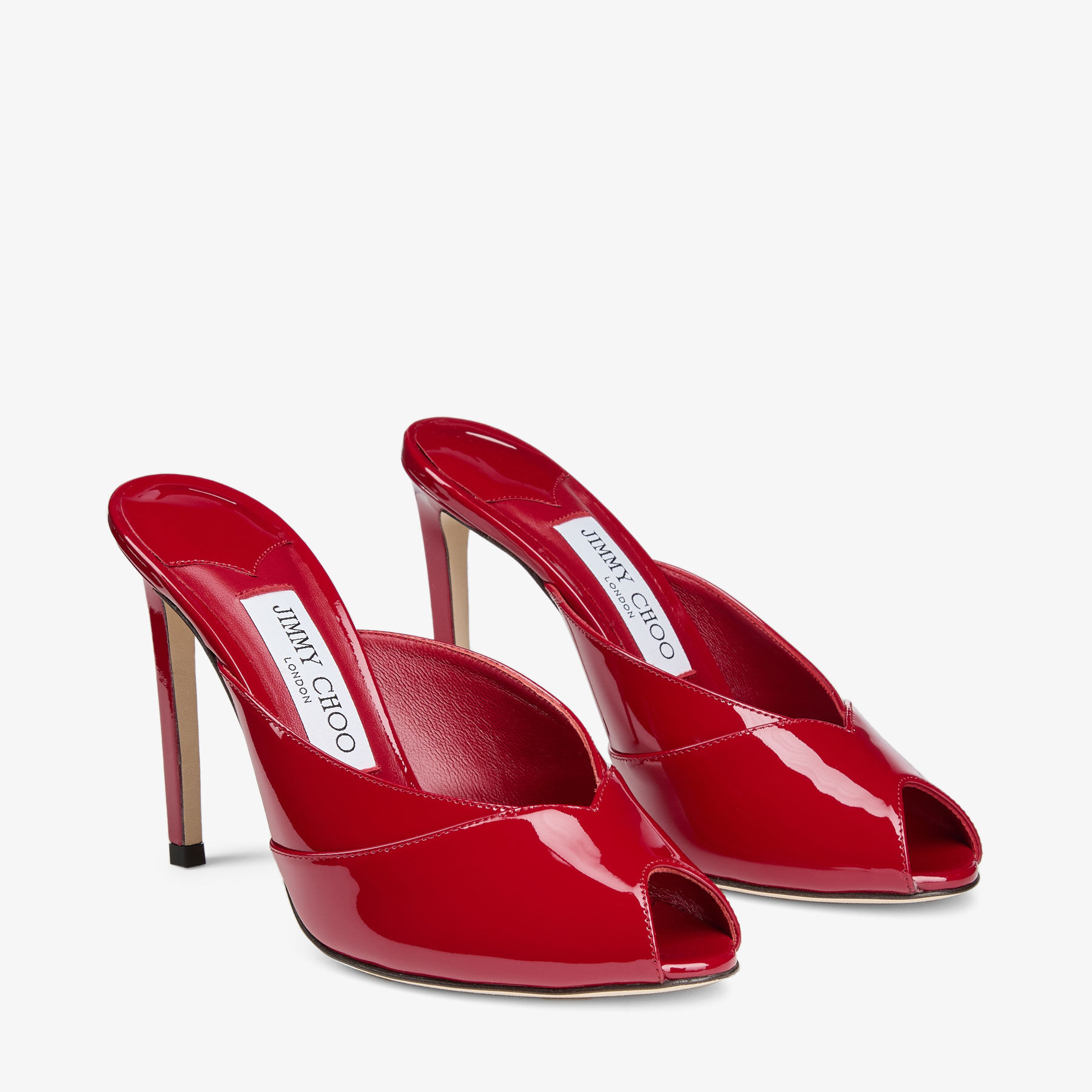 Brigitte Mule 100 | Ruby Red Patent Leather Mules | JIMMY CHOO
