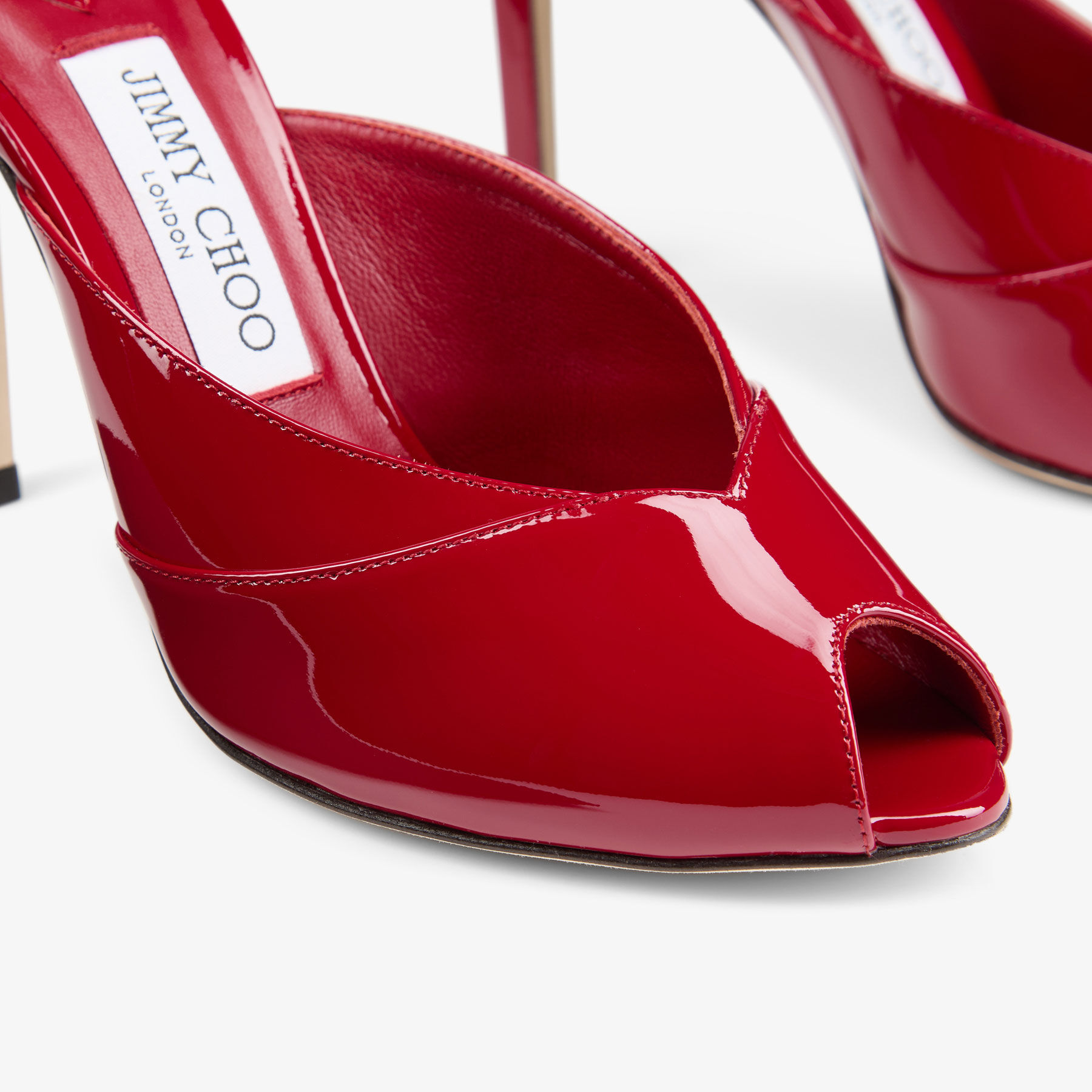 Brigitte Mule 100 | Ruby Red Patent Leather Mules | JIMMY CHOO