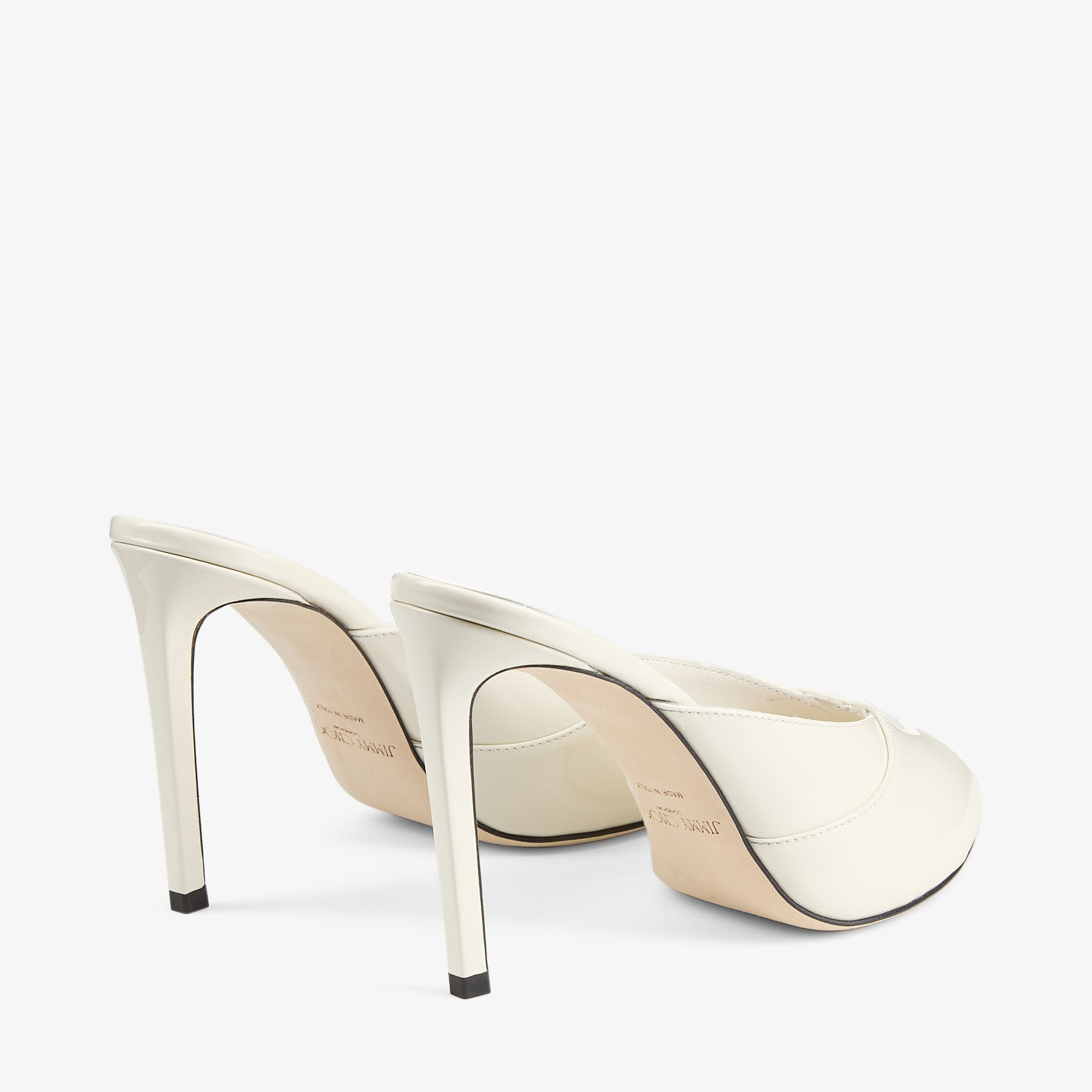 Brigitte Mule 100 | Latte Patent Leather Mules | JIMMY CHOO
