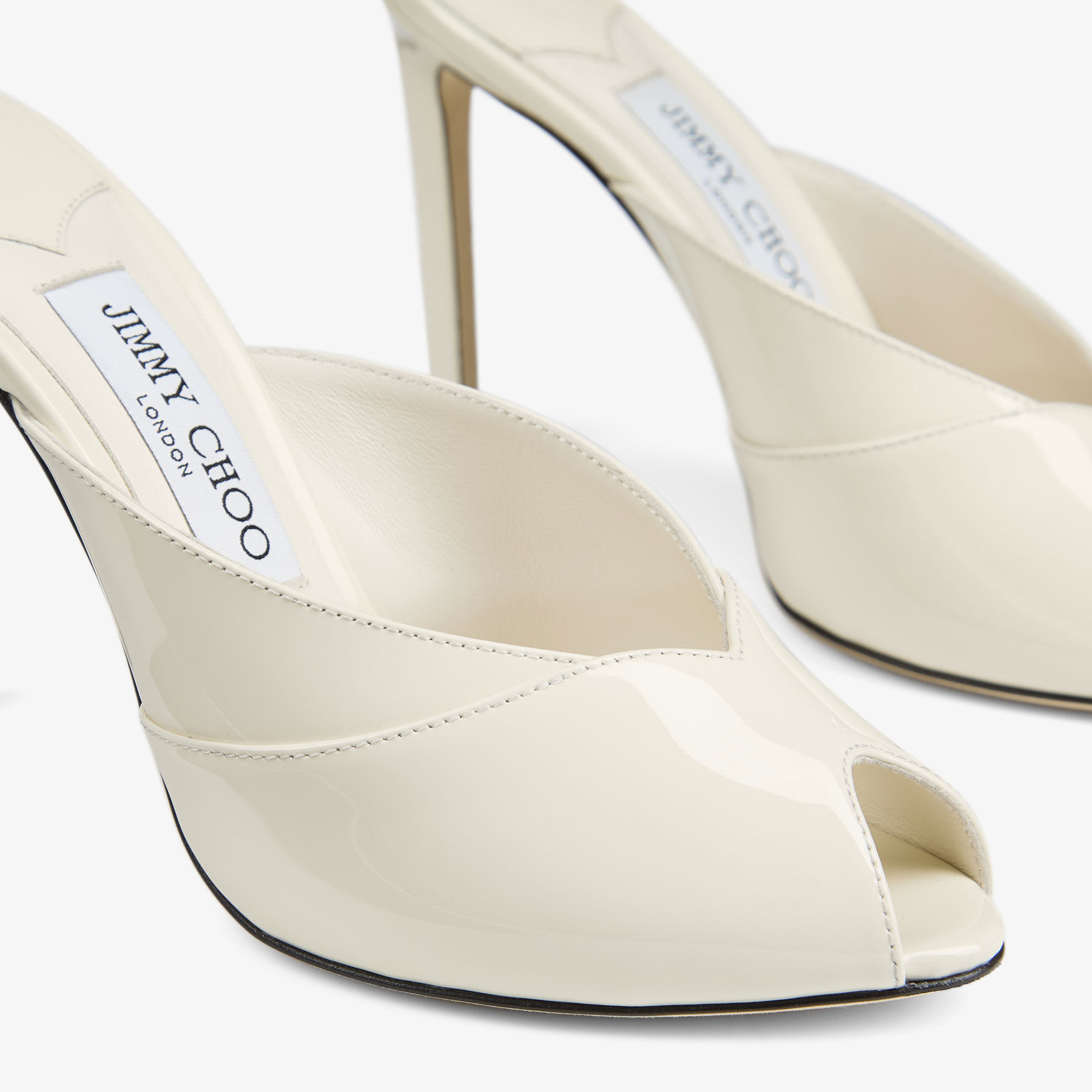 Brigitte Mule 100 | Latte Patent Leather Mules | JIMMY CHOO