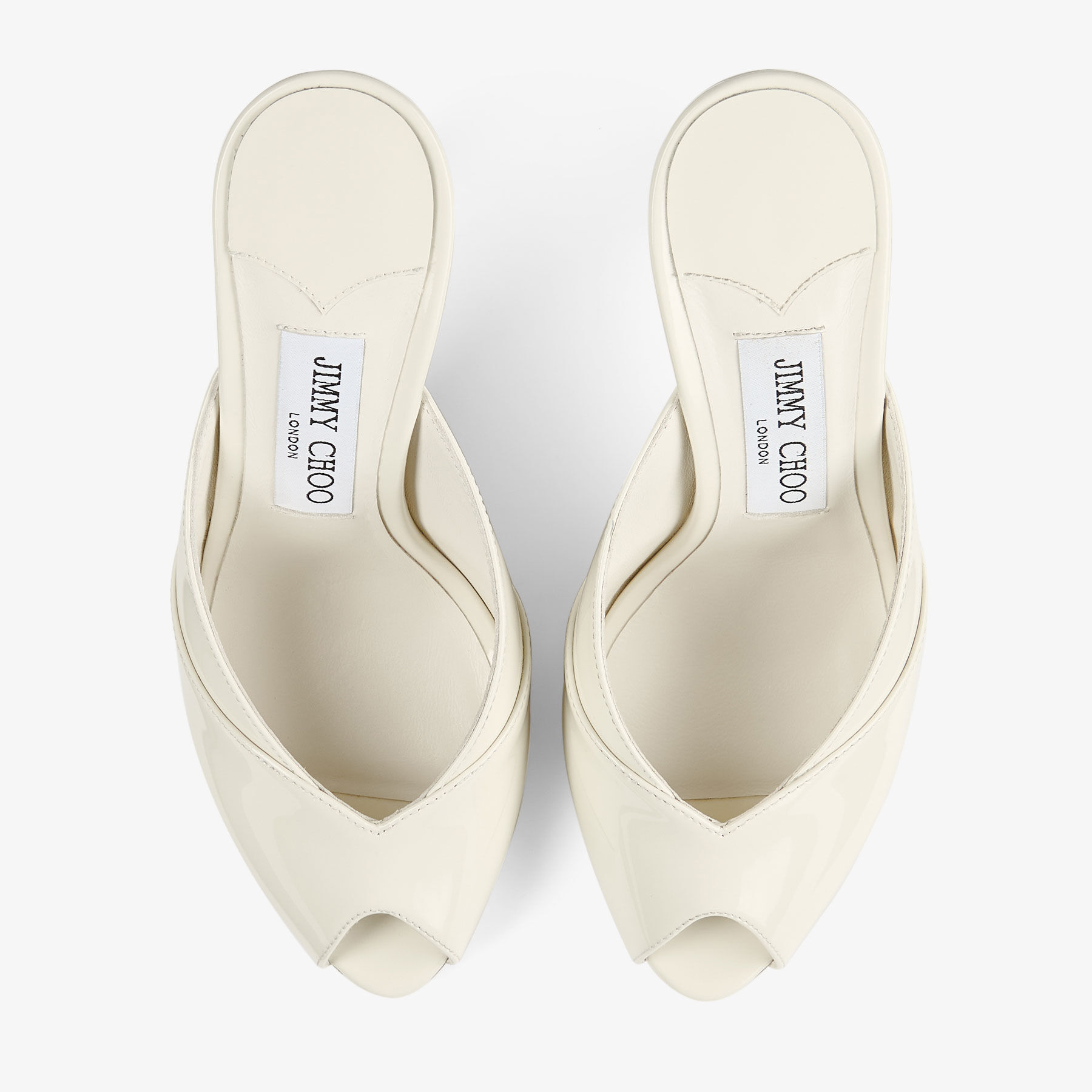 Brigitte Mule 100 | Latte Patent Leather Mules | JIMMY CHOO