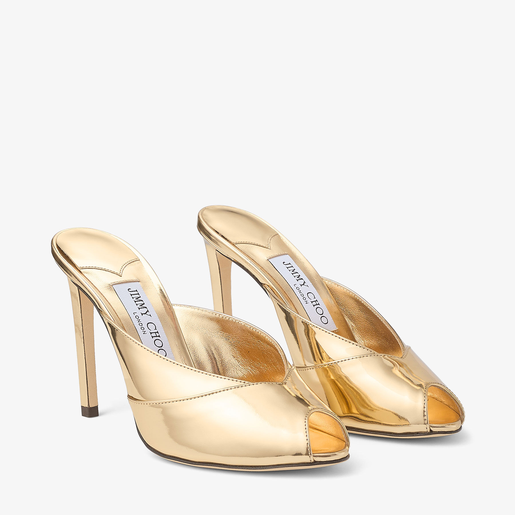 Brigitte Mule 100 | Gold Liquid Metal Leather Mules | JIMMY CHOO