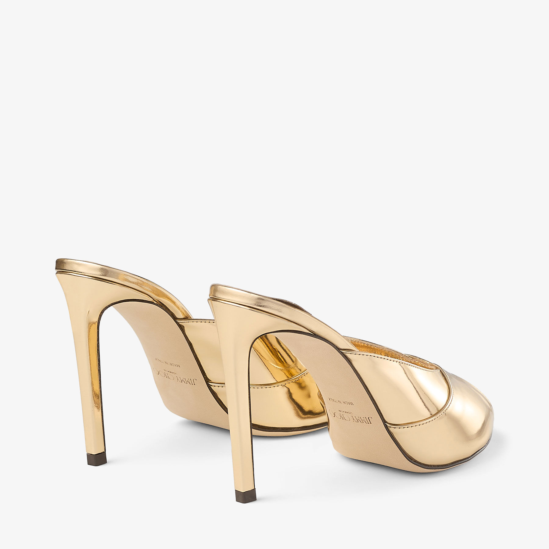 Brigitte Mule 100 | Gold Liquid Metal Leather Mules | JIMMY CHOO
