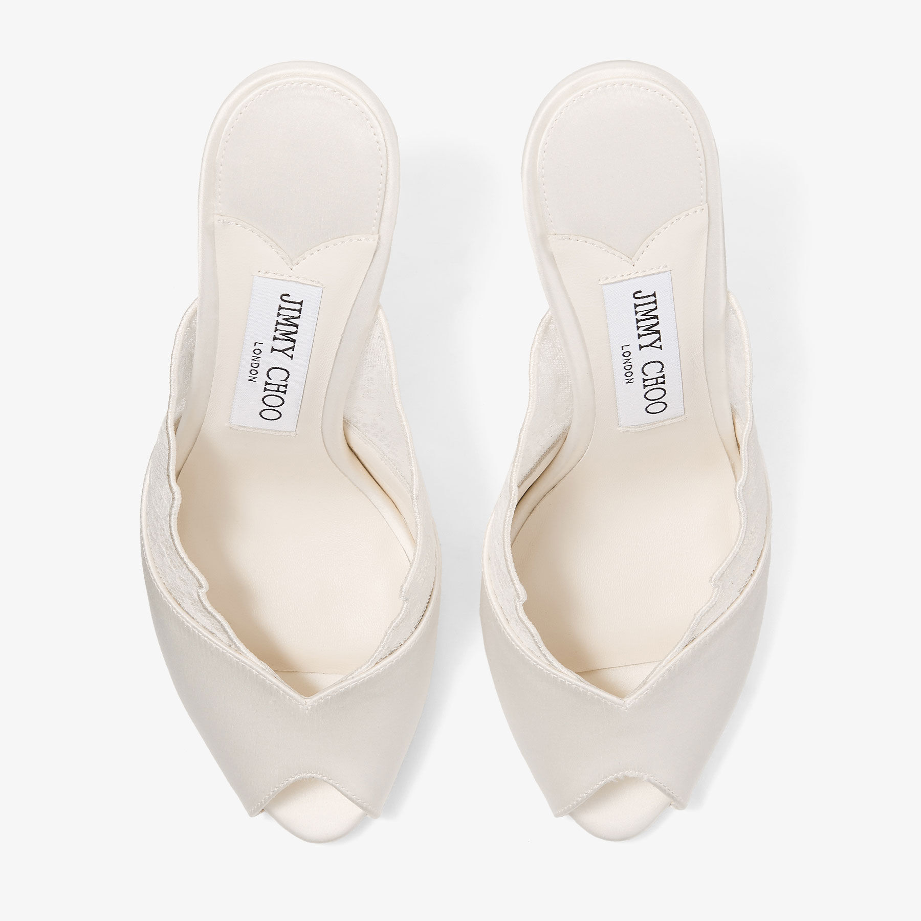 Brigitte Mule 100 | Ivory Jimmy Choo Lace and Satin Mules | JIMMY CHOO