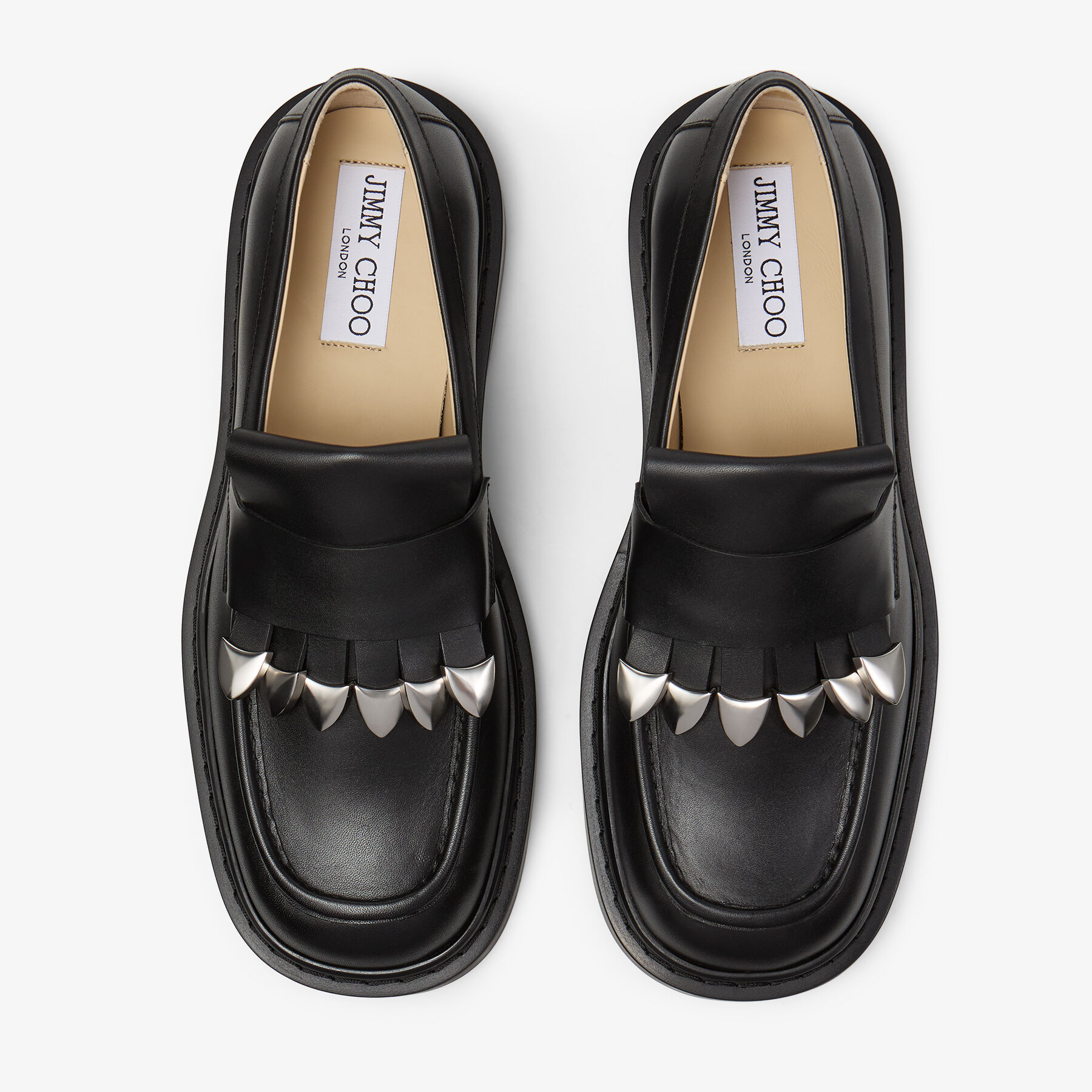 ジュンピー Buff Tassel Loafer | Black Box Calf Leather Loafers | JIMMY CHOO
