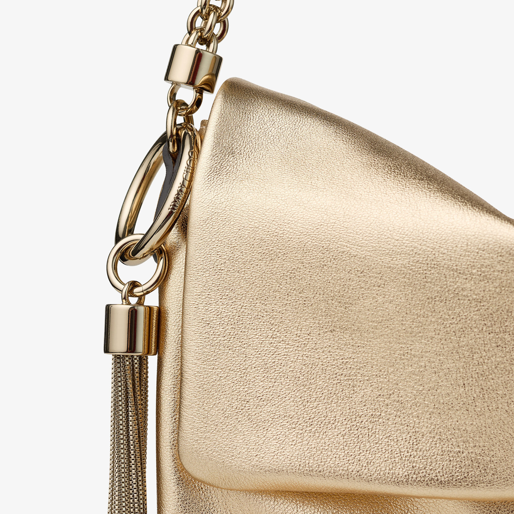 Callie Flap | Gold Metallic Leather Shoulder Bag | JIMMY CHOO