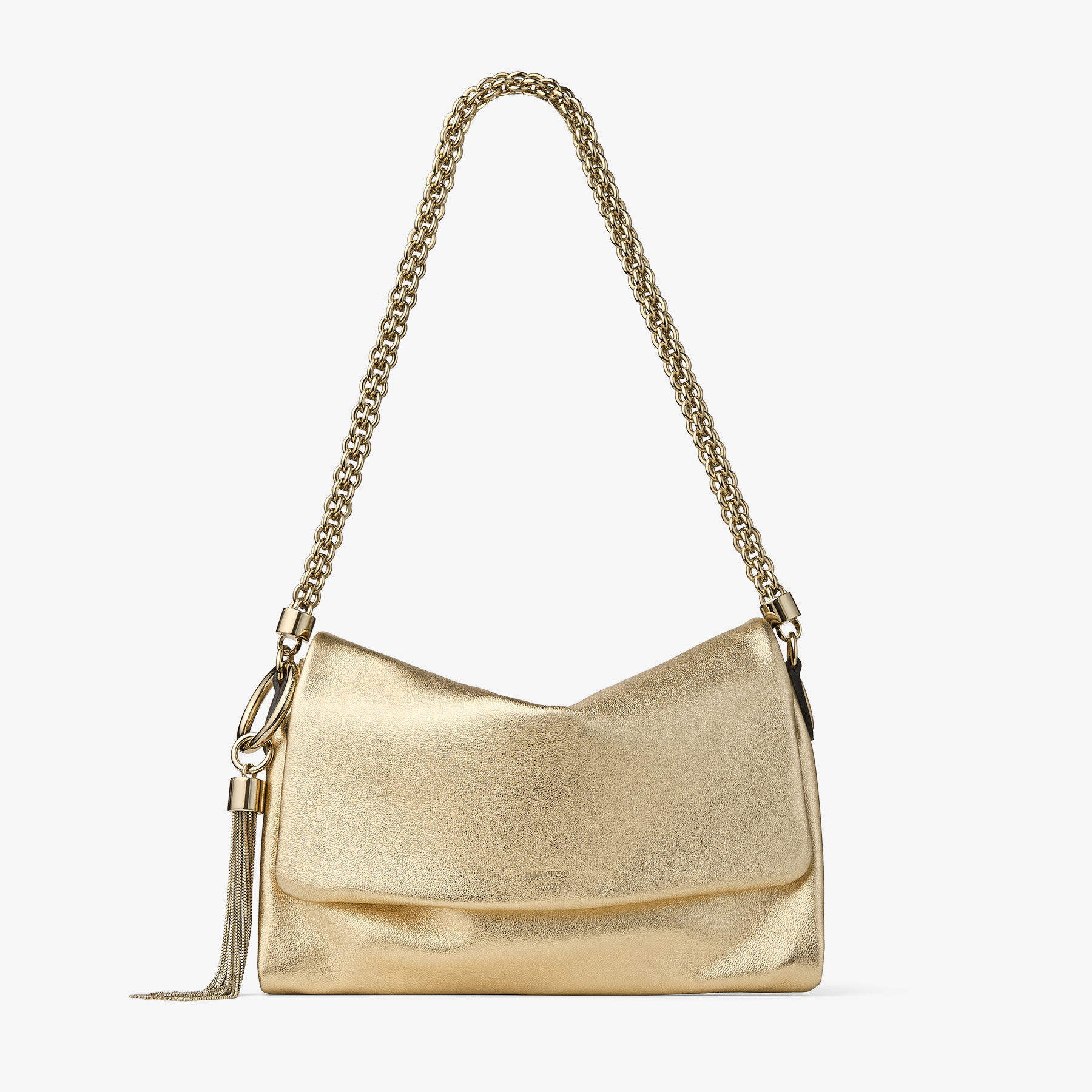 【新品未使用】JIMMY CHOO／CALLIE Callie Flap | Gold Metallic Leather Shoulder Bag | JIMMY CHOO