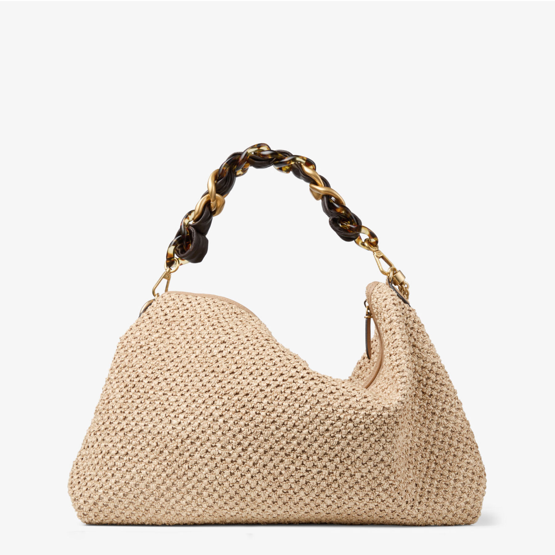 Callie Maxi | Natural and Coffee Raffia Shoulder Bag with