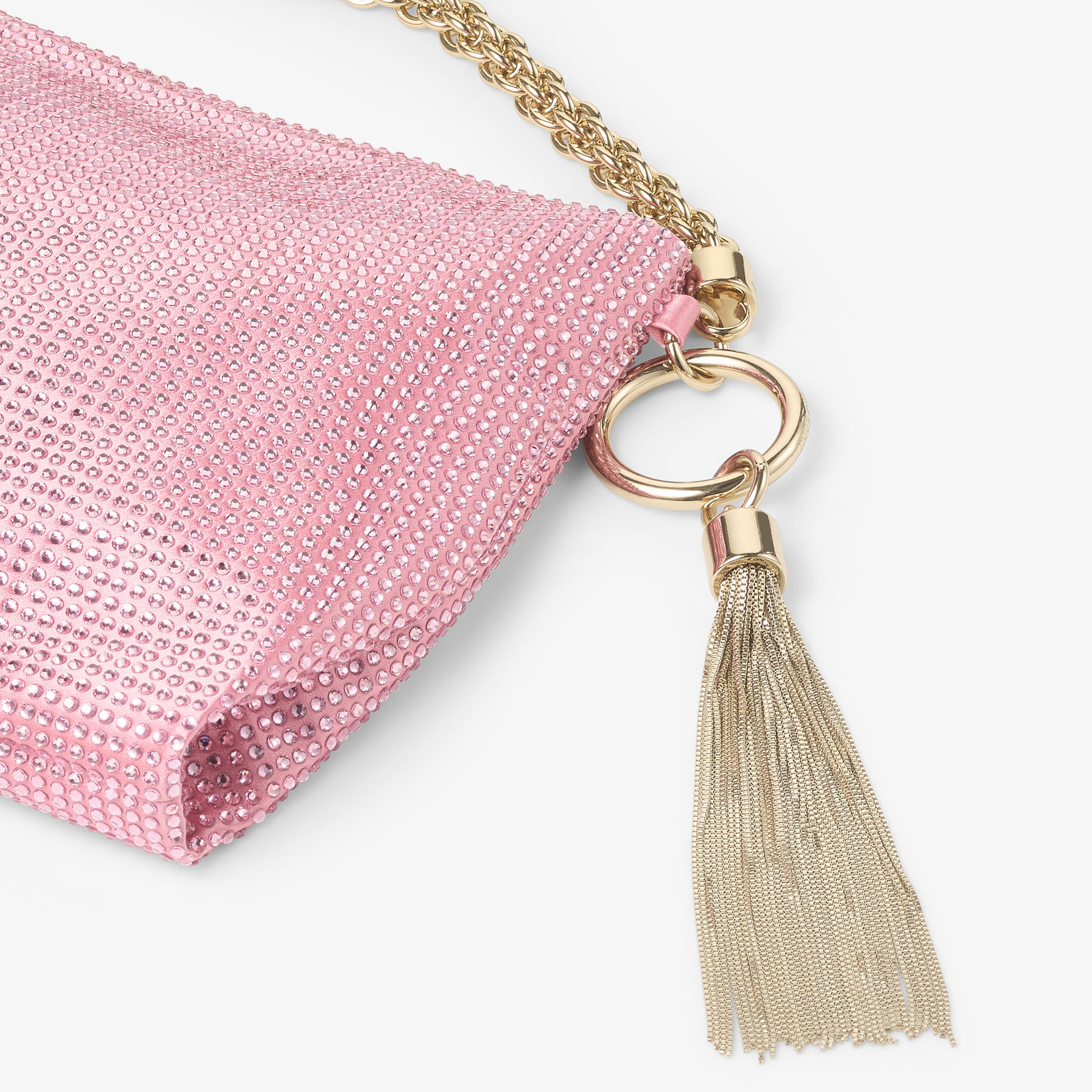 JIMMY CHOO■Satin Crystal Clutch Bag■クラッチバッグ CLOUD | Smoke Green Satin Clutch Bag with Pearl and Crystal