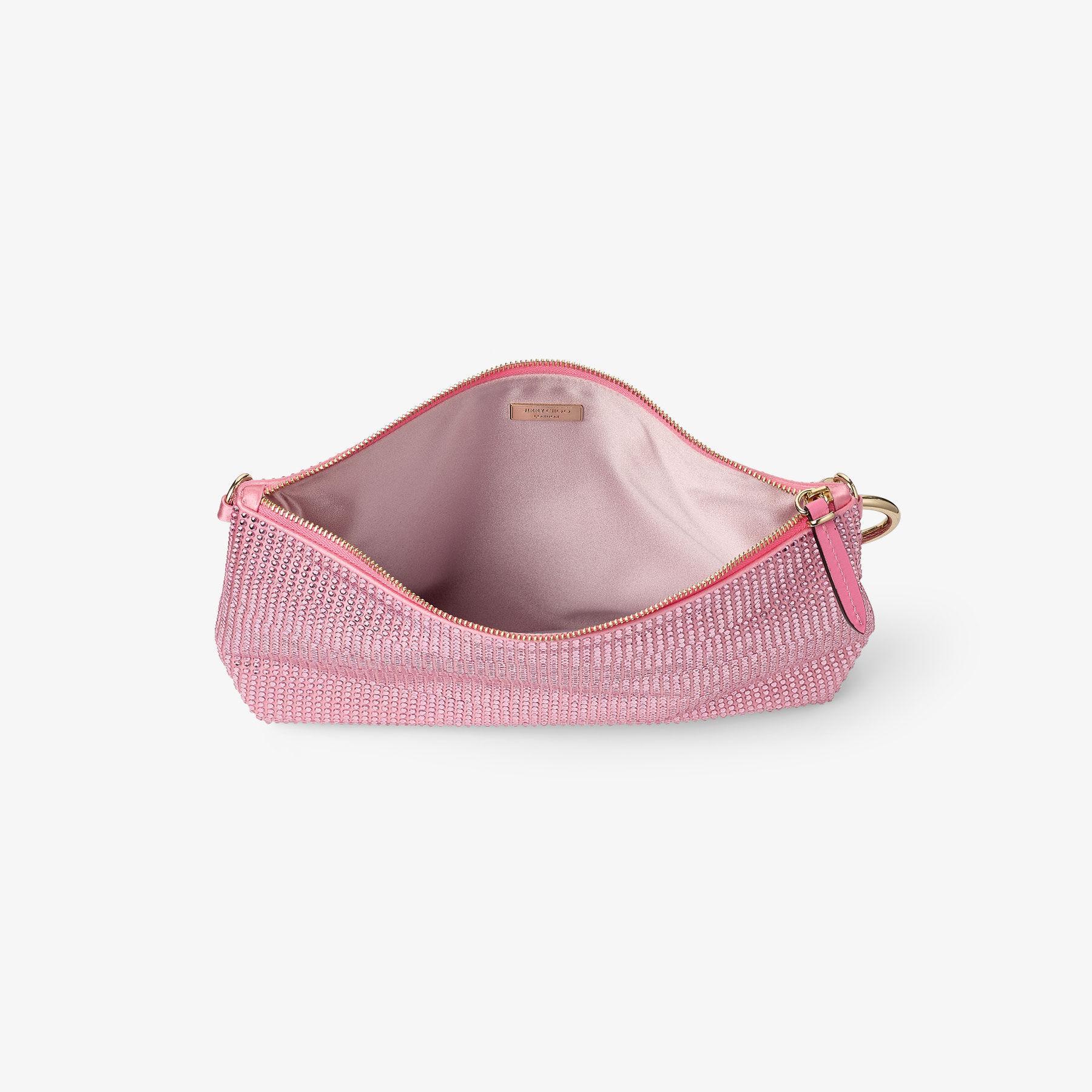 Callie | Candy Pink Satin Crystal Clutch | JIMMY CHOO US