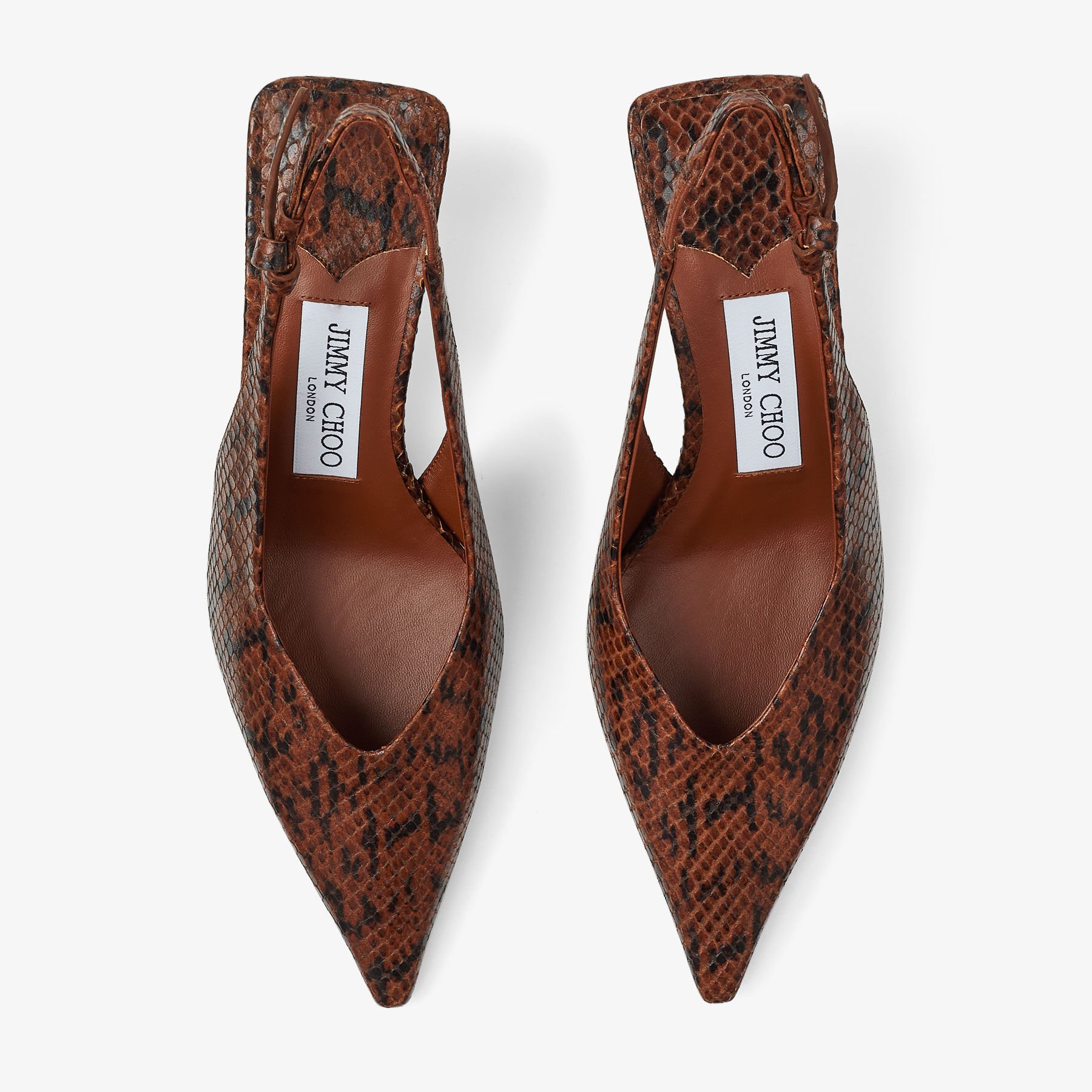 Camie Sling Back 60 | Cognac Kigali Snake Printed Leather