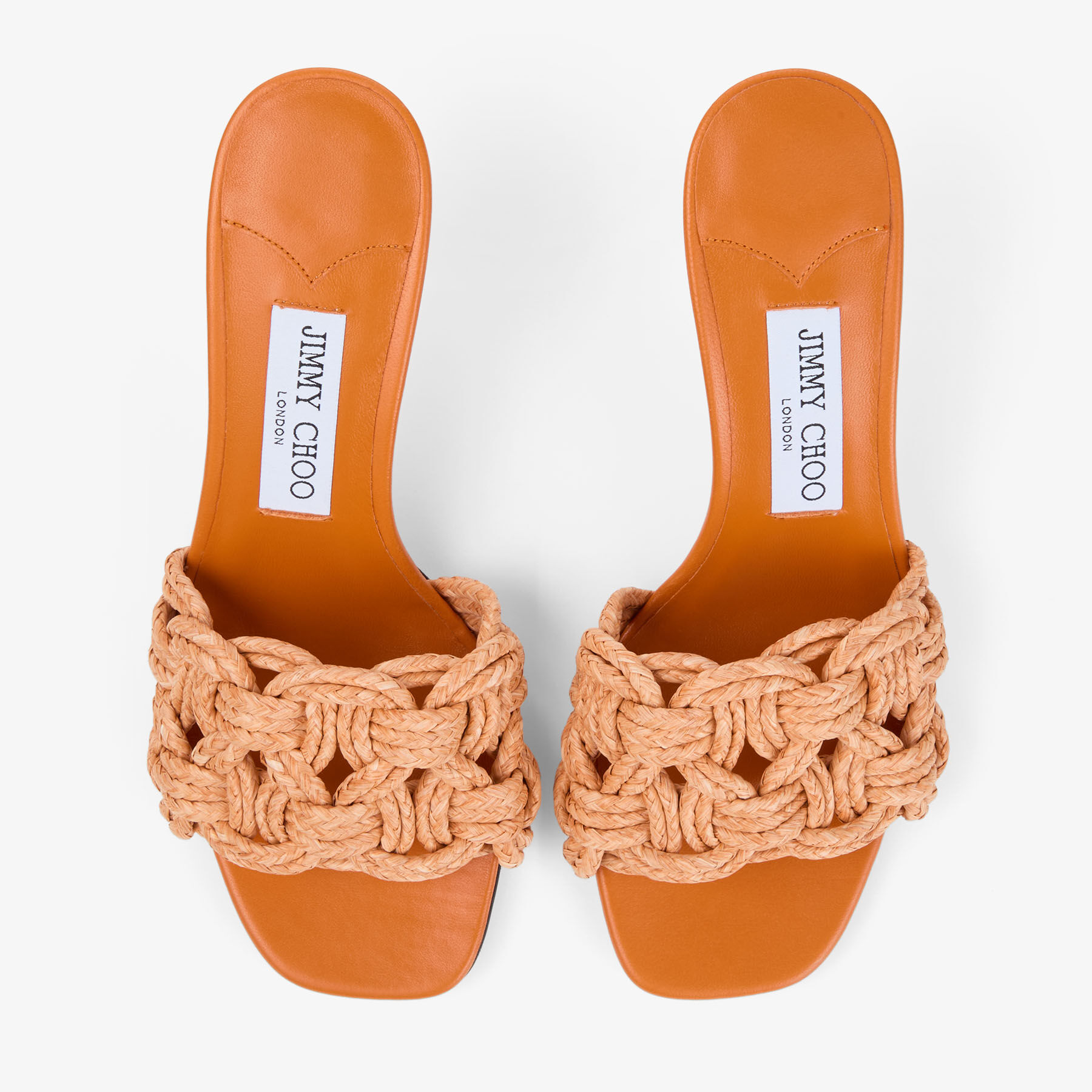 Chara 70 | Sunset Orange Crochet Raffia and Nappa Leather Mule Chara 70 | Sunset Orange Crochet Raffia and Nappa Leather Mule