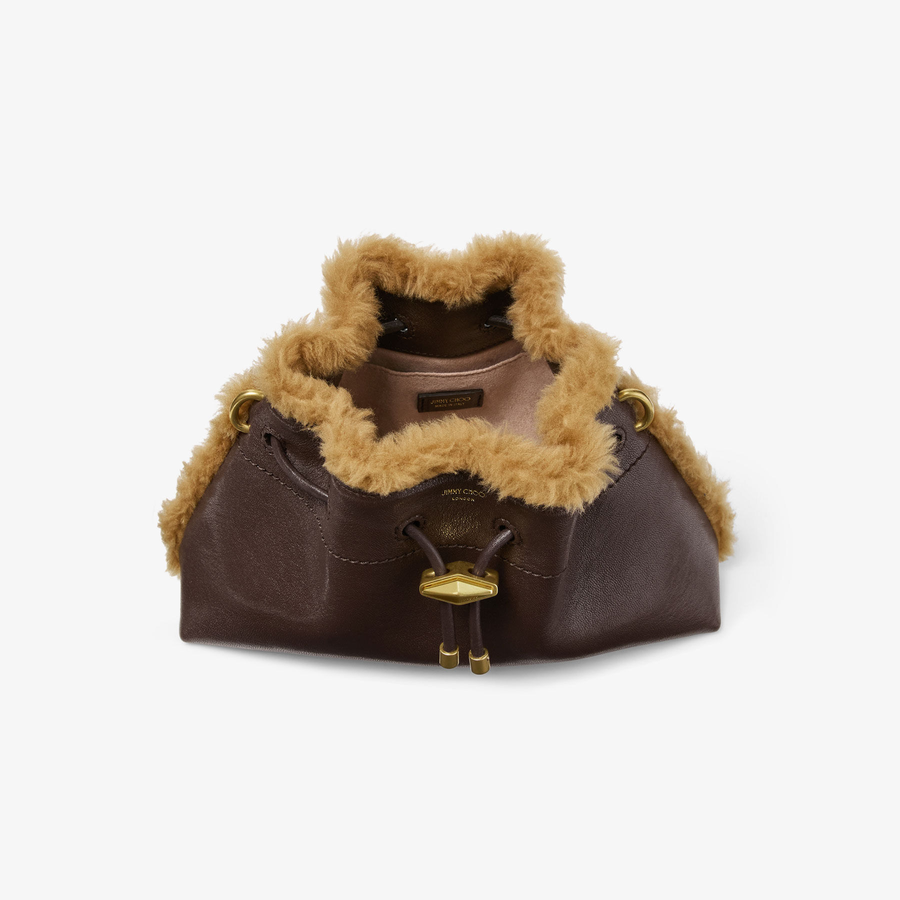 Cinch Small | Chocolate and Teddy Biker Leather Shoulder Bag with