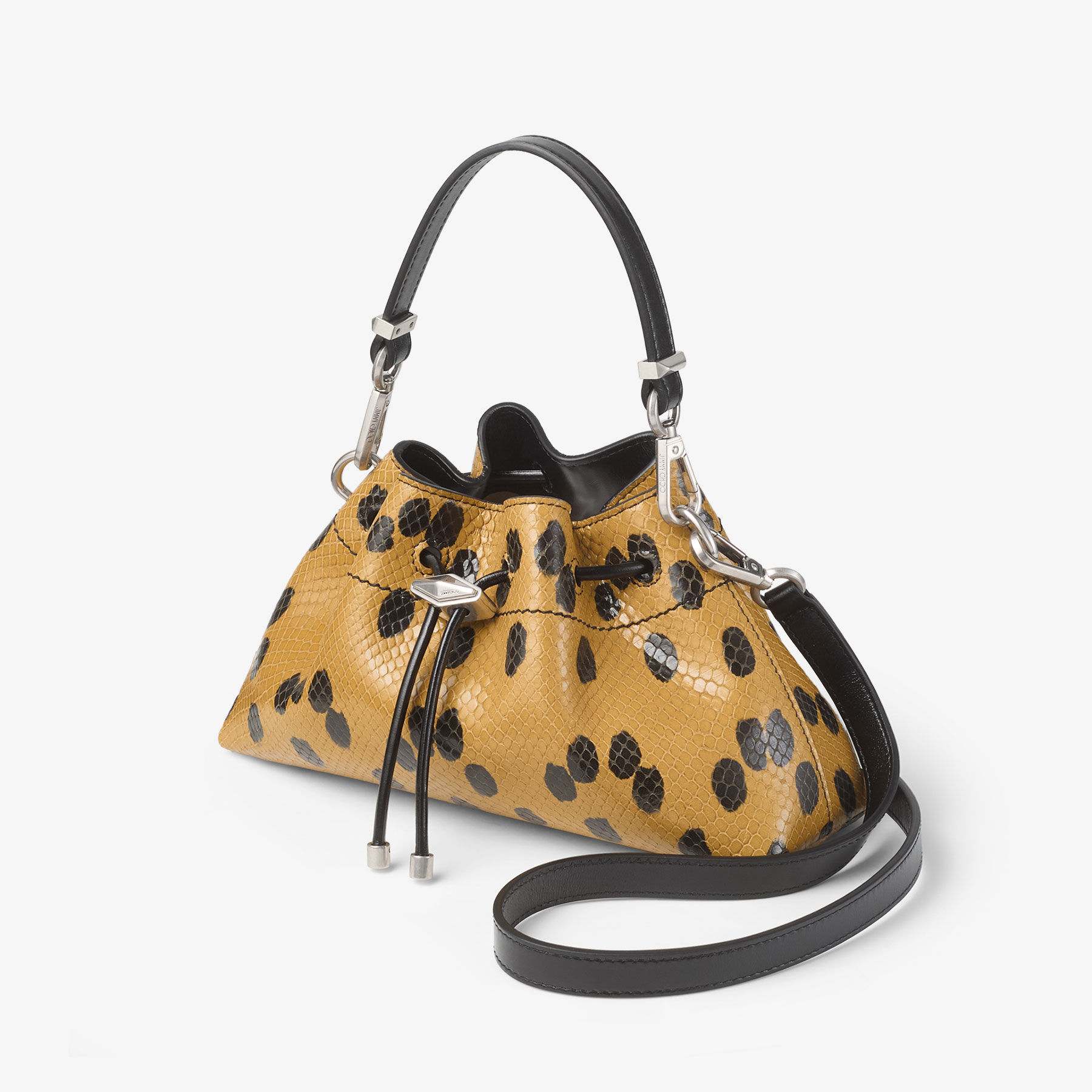 Cinch Small | Cigar and Black Spotted Elaphe Printed Leather