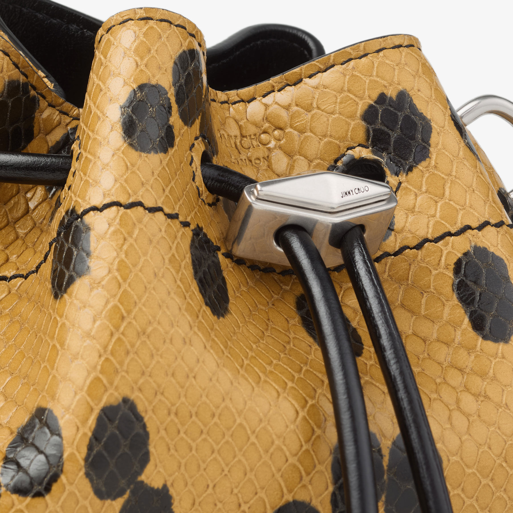 Cinch Small | Cigar and Black Spotted Elaphe Printed Leather