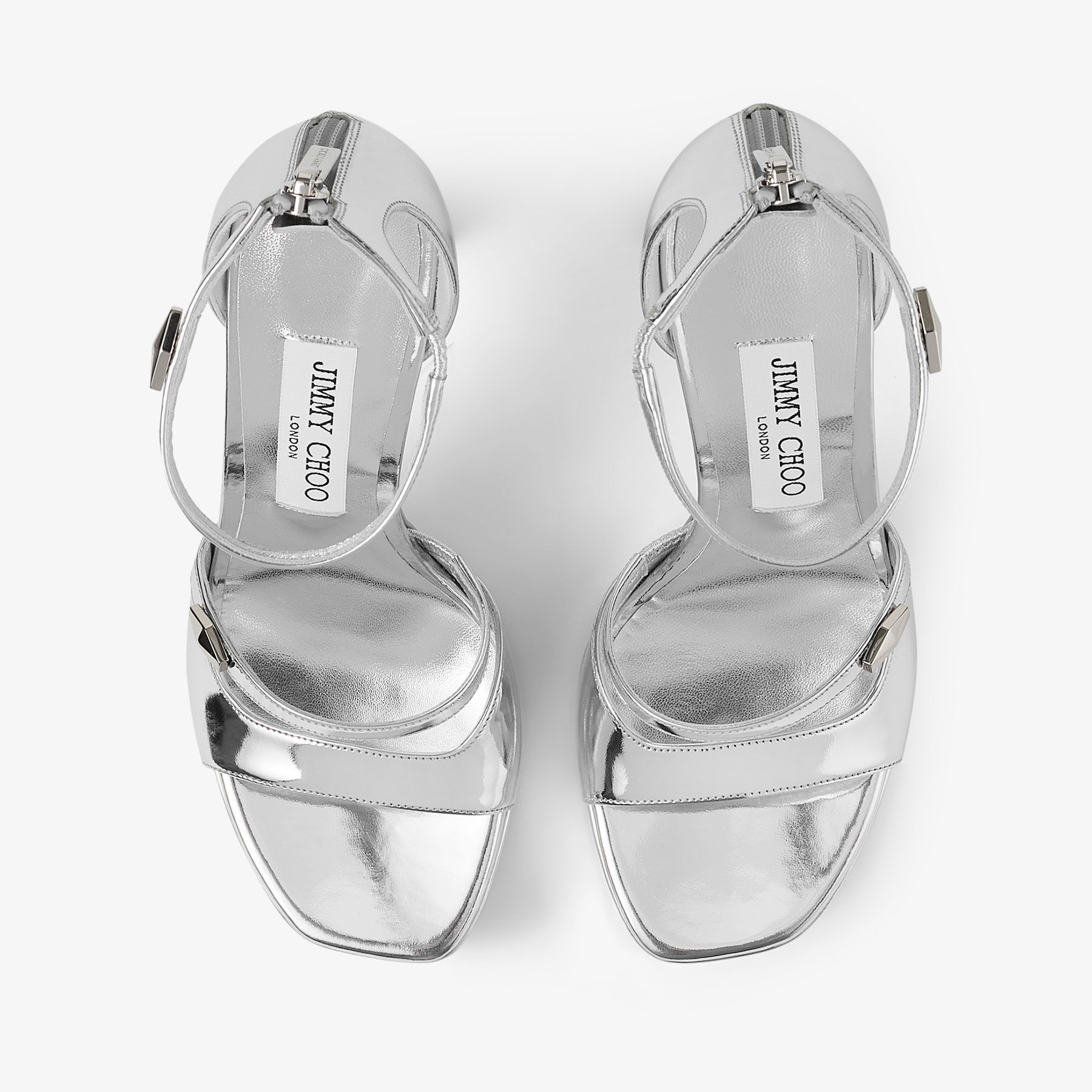 現品限り一斉値下げ！ | 125 Platform Claressa Silver Platform Leather Metal Liquid 靴
