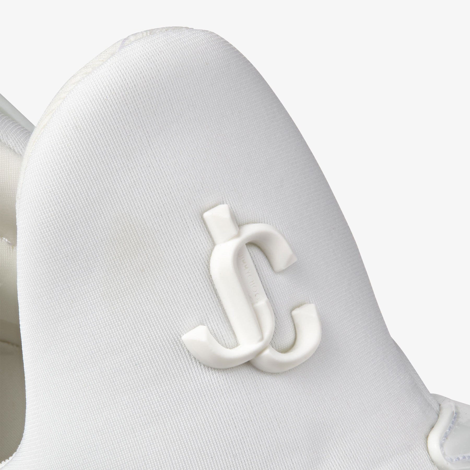 White and Silver Leather and Neoprene Low-Top Trainers