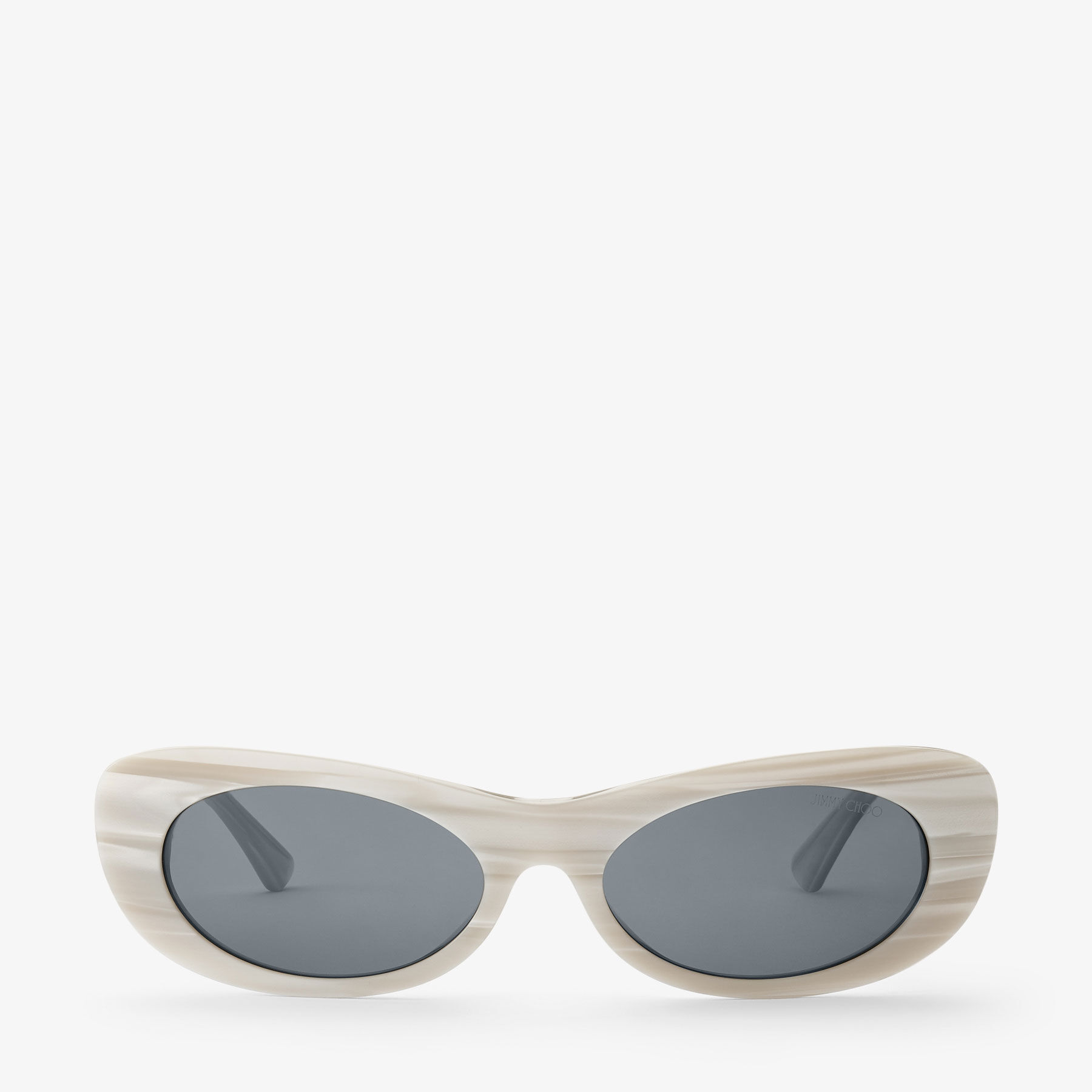 Danny | Black Striped Oval Sunglasses | JIMMY CHOO