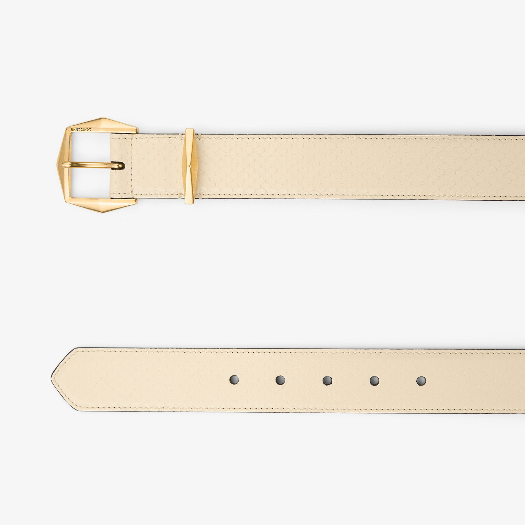 Diamond Buckle Belt | Yellow Buttermilk Elaphe Print Belt  display picture 3