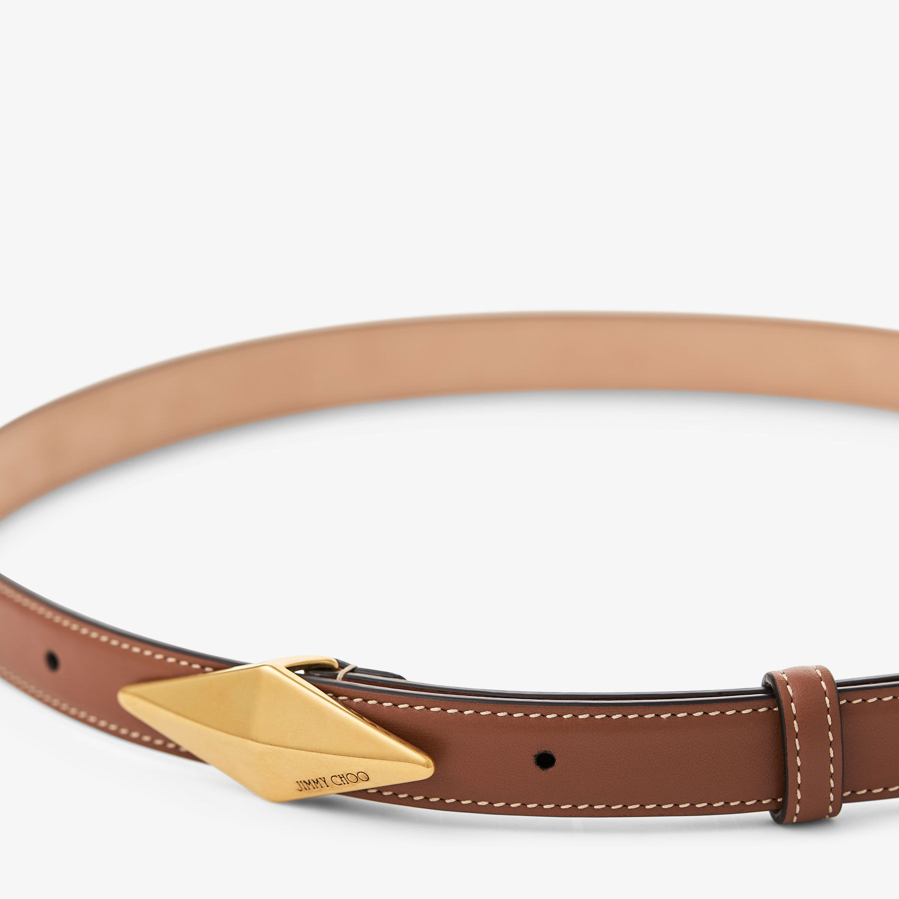 小物 takeshi4063 Diamond Clasp Belt | Tan Calf Leather Stitched Belt | JIMMY CHOO