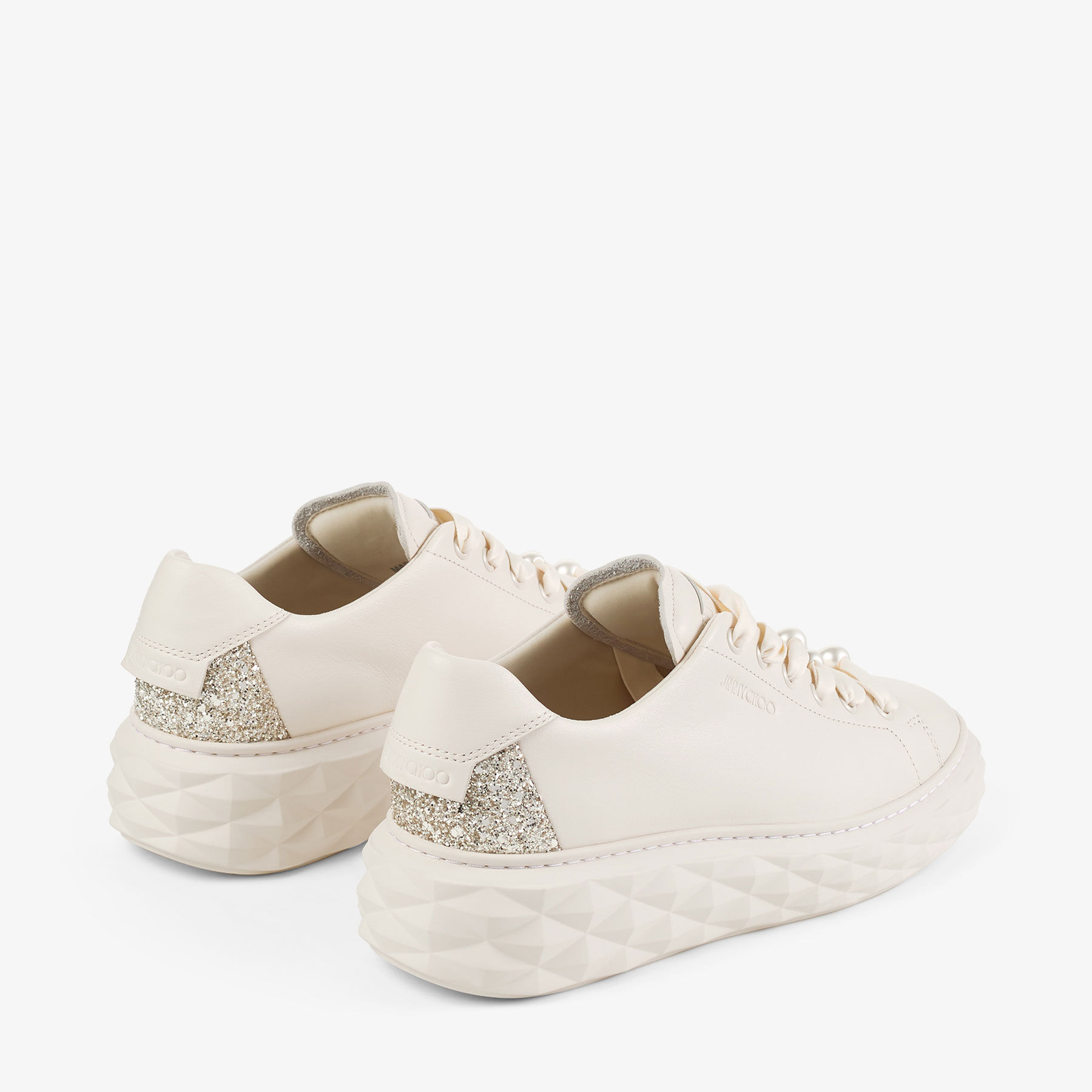 Diamond Light Maxi F | Latte Smooth Leather and Coarse Glitter