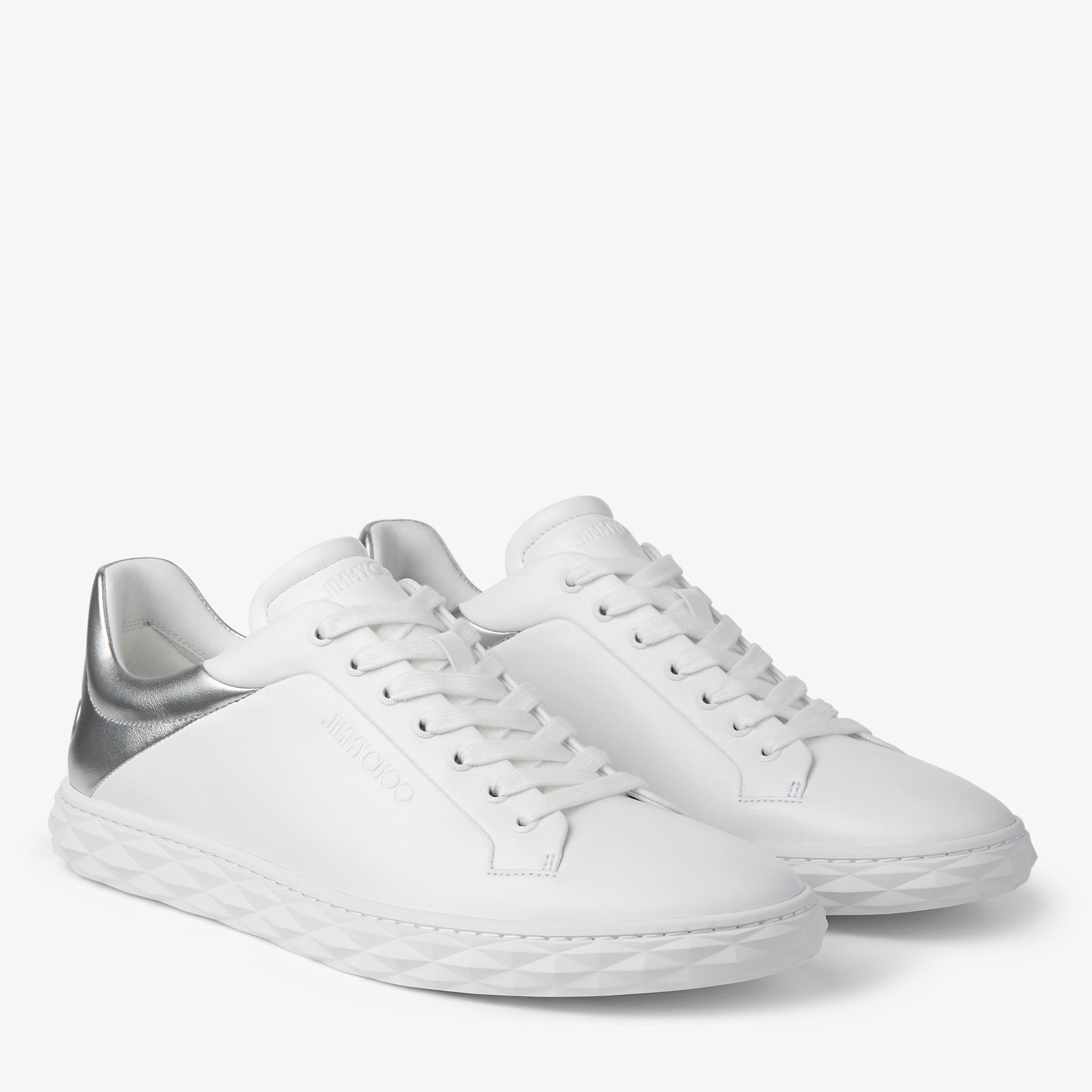 韓国 ファッション通販 White | Ii Light/M Diamond Leather Metallic Silver and- 靴