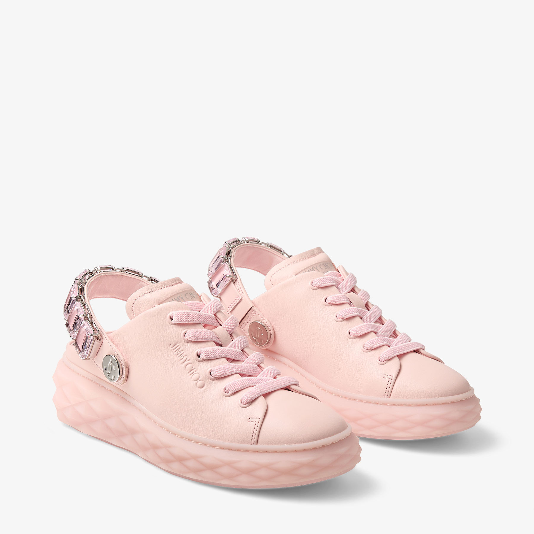 Diamond Maxi/Crystal |Pink Nappa Leather Slipper Trainers