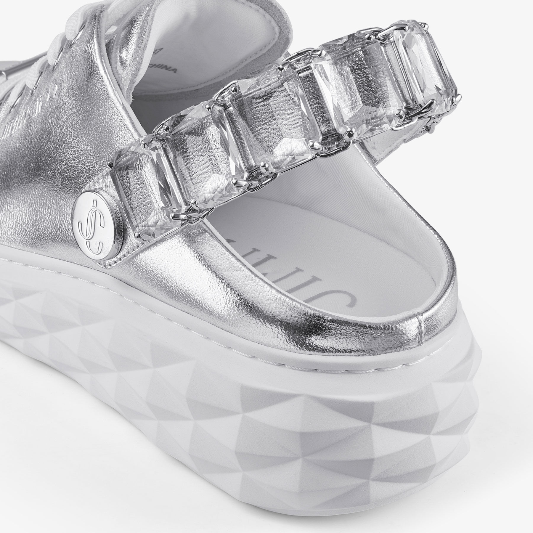 （訳ありセール 格安） Diamond Sling | Silver Metallic Leather Slipper Trainers 靴