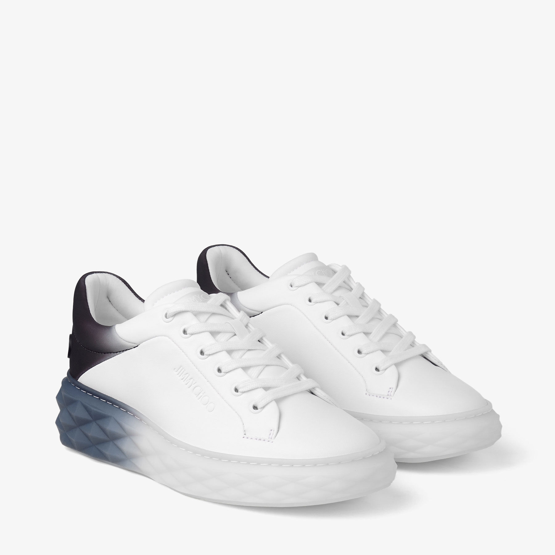 Diamond Maxi F II | White and Black Leather Trainers with