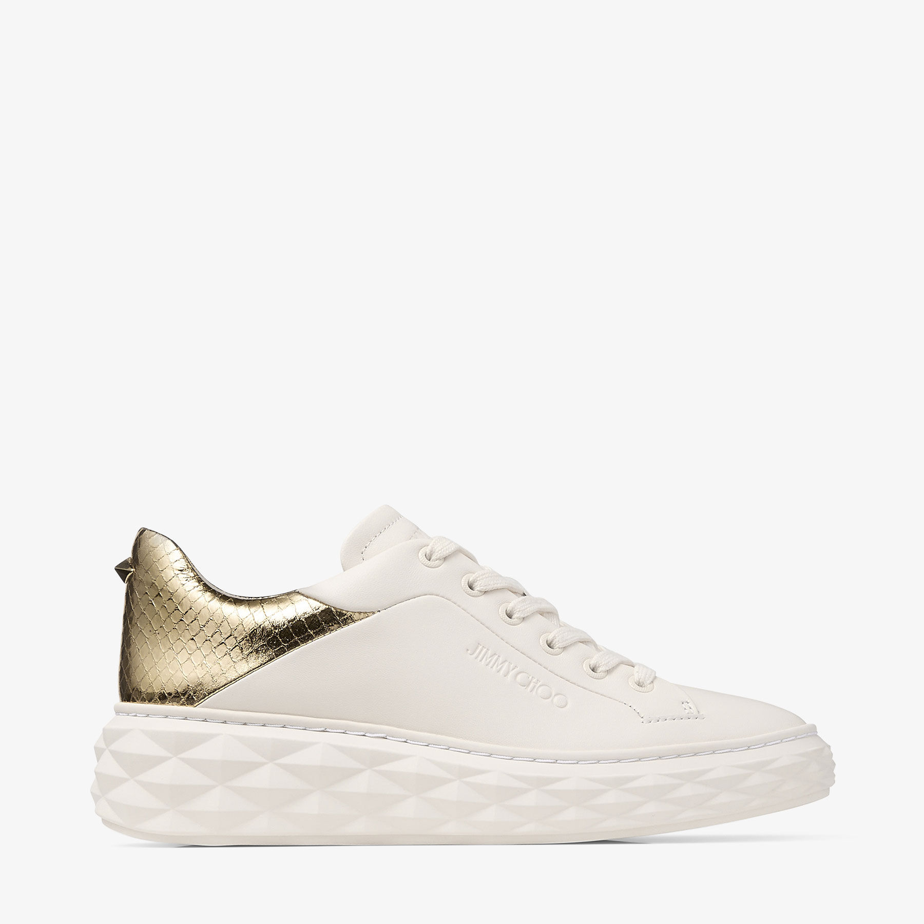 Diamond Maxi F II Latte Nappa and Candy Wrap Leather Trainers