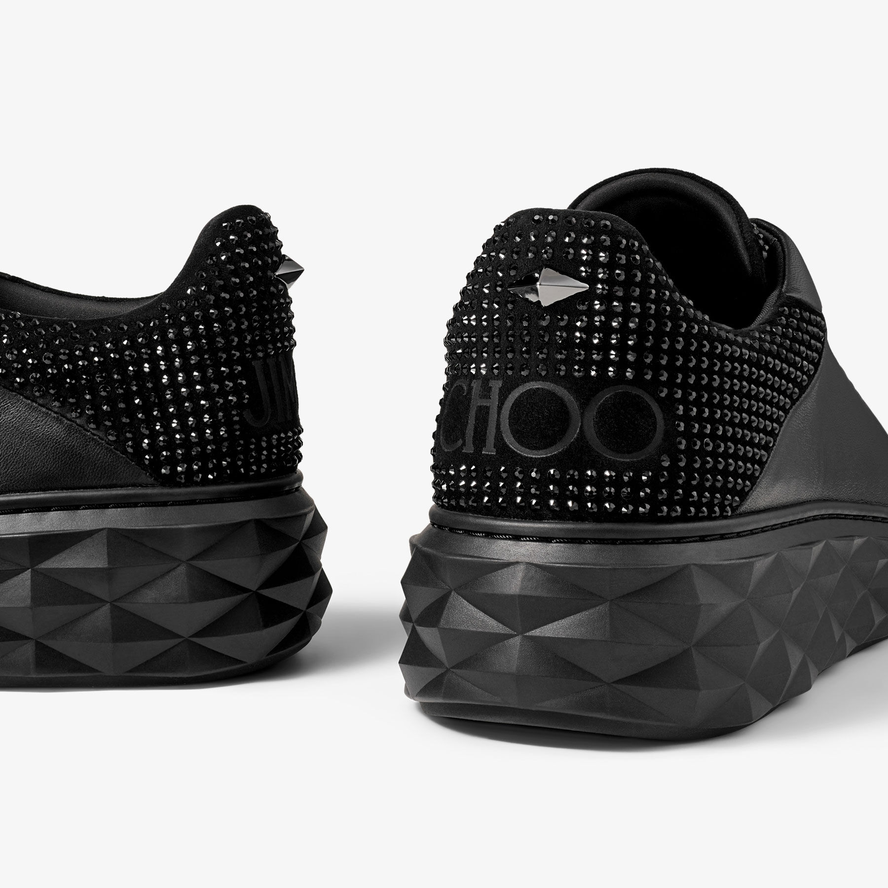 JIMMY CHOO Diamond Maxi M II ナッパレザー Platform Sneakers DIAMOND MAXI/M II | Black Nappa Leather and Suede Platform