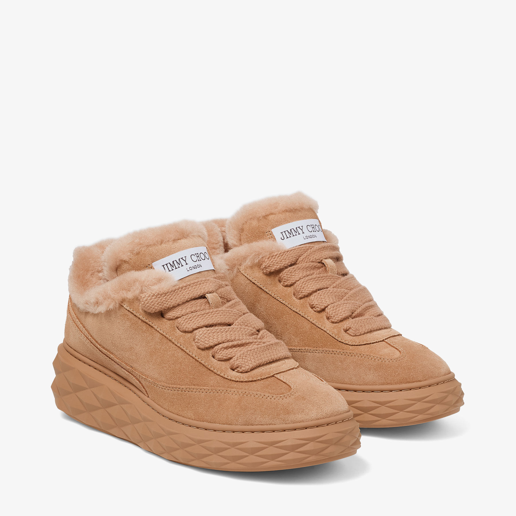 jimmy choo 229KAI/F.OOMX スニーカー 38.0 Diamond Maxi Retro F | Toffee Velvet Suede Low Top Trainers with