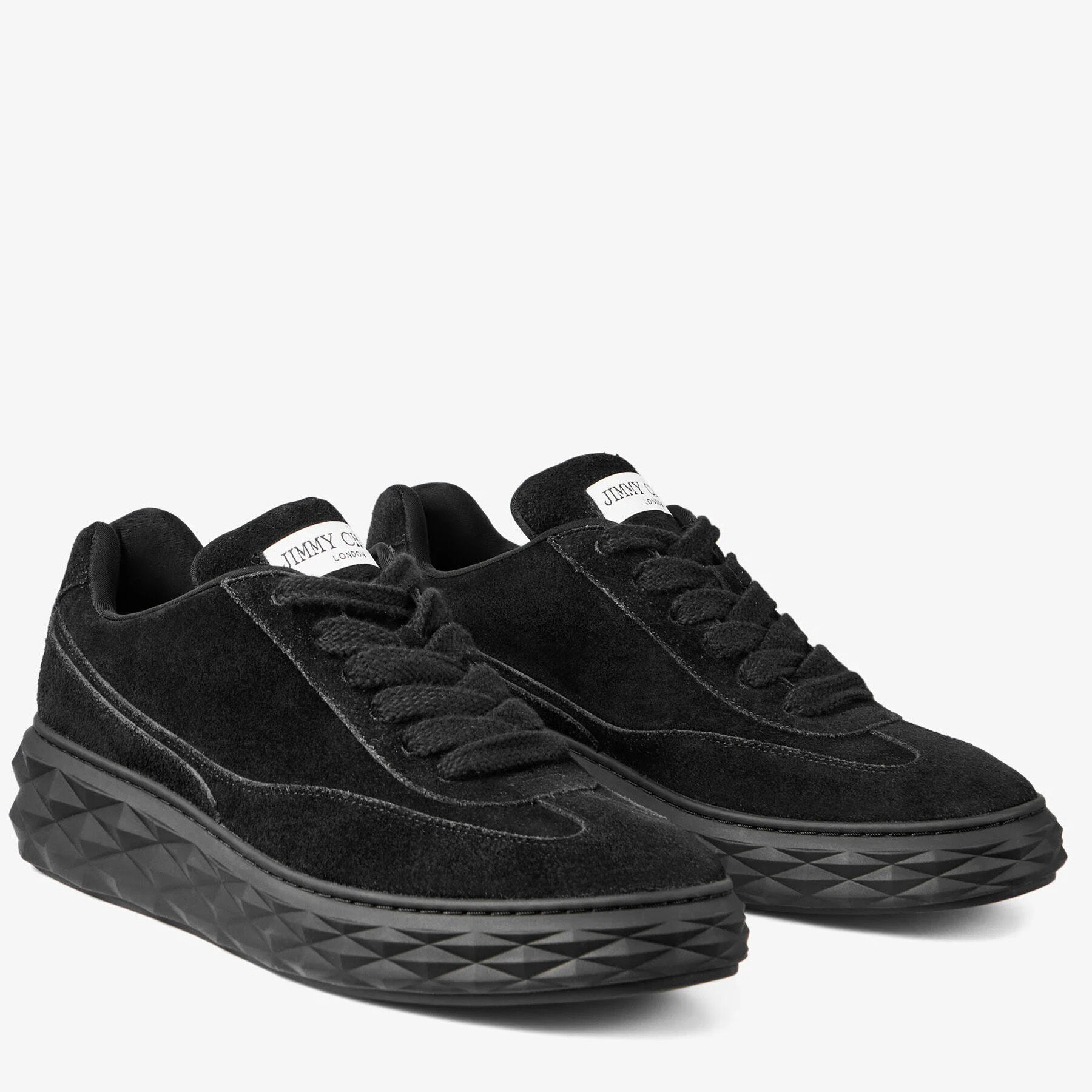 Diamond Maxi Retro M | Black Velvet Suede Trainers | JIMMY CHOO