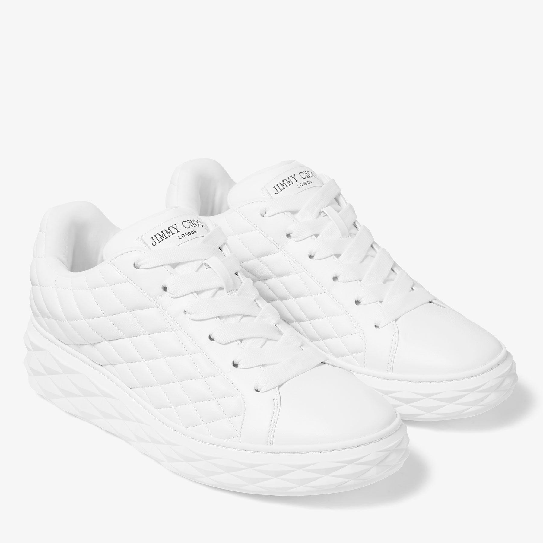 Diamond Maxi M |White Diamond Quilted Leather Trainers | JIMMY CHOO Diamond Maxi M |White Diamond Quilted Leather Trainers | JIMMY CHOO