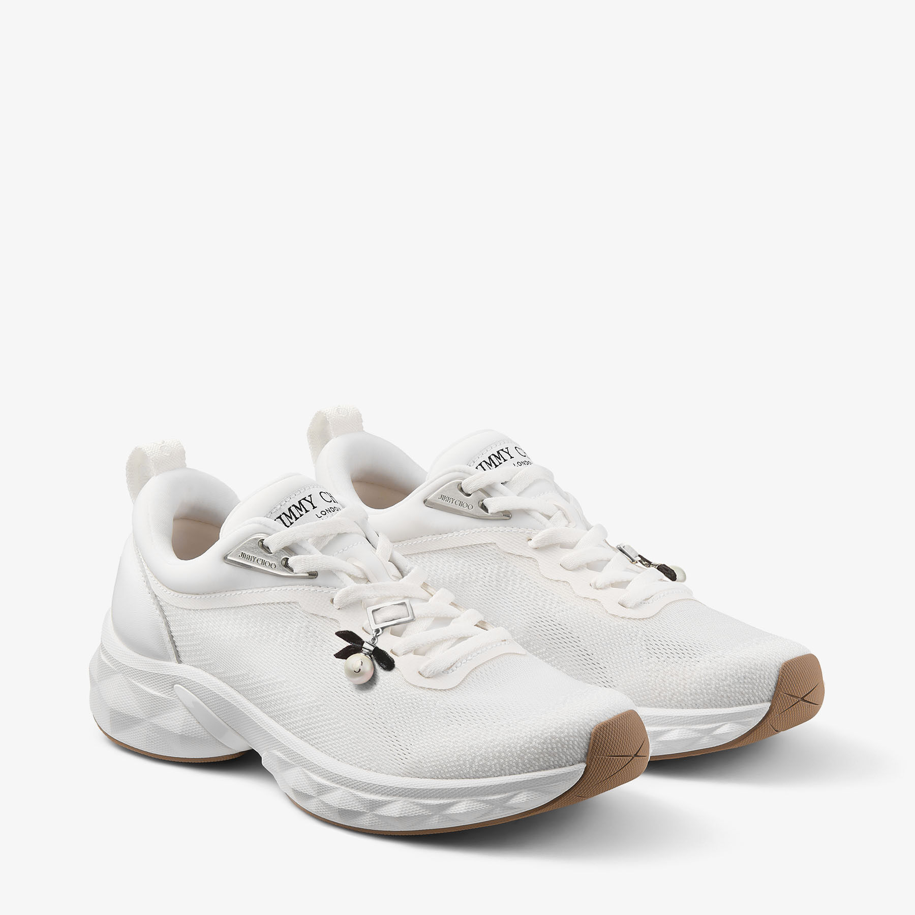 Diamond Run F | White Knit Jacquard Mix Trainers | JIMMY CHOO