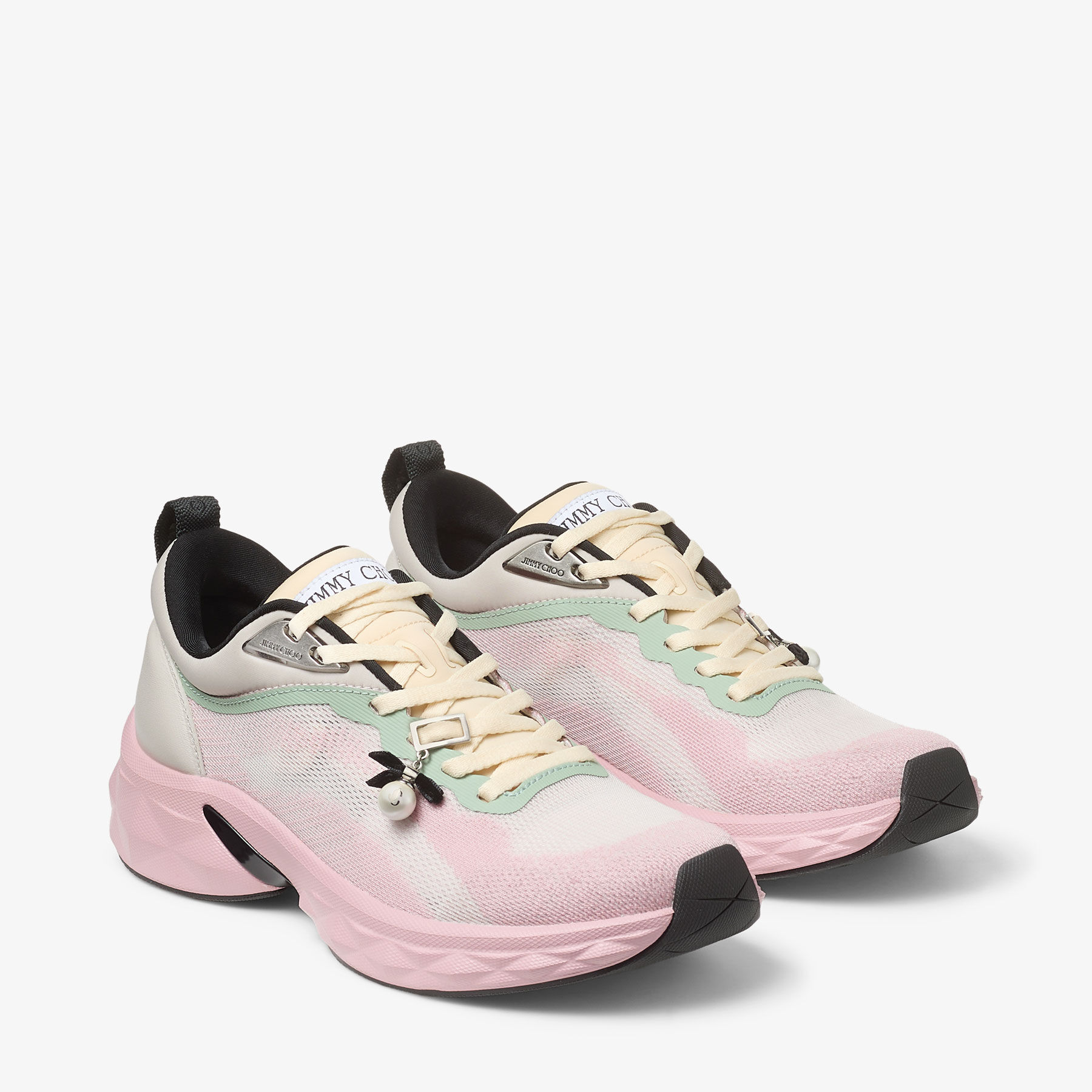 Diamond Run F | Moon and Rose Knit Jacquard Mix Trainers | JIMMY CHOO