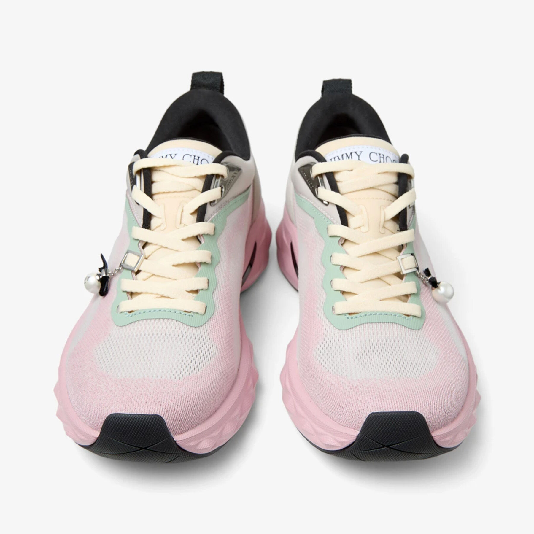 Diamond Run F | Moon and Rose Knit Jacquard Mix Trainers | JIMMY CHOO