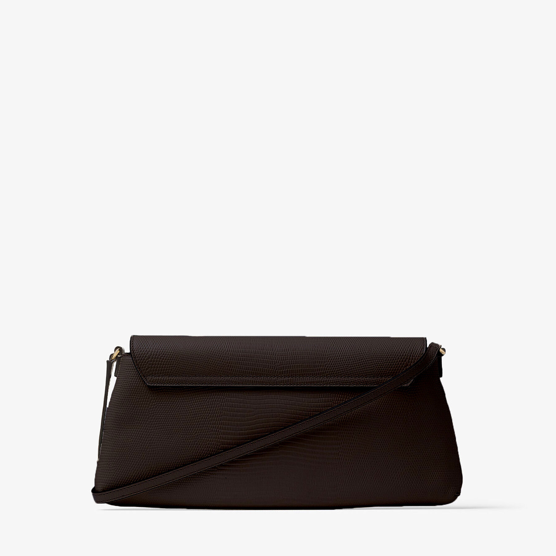 Diamond Shoulder East-West | Coffee Lizard Print Leather Shoulder