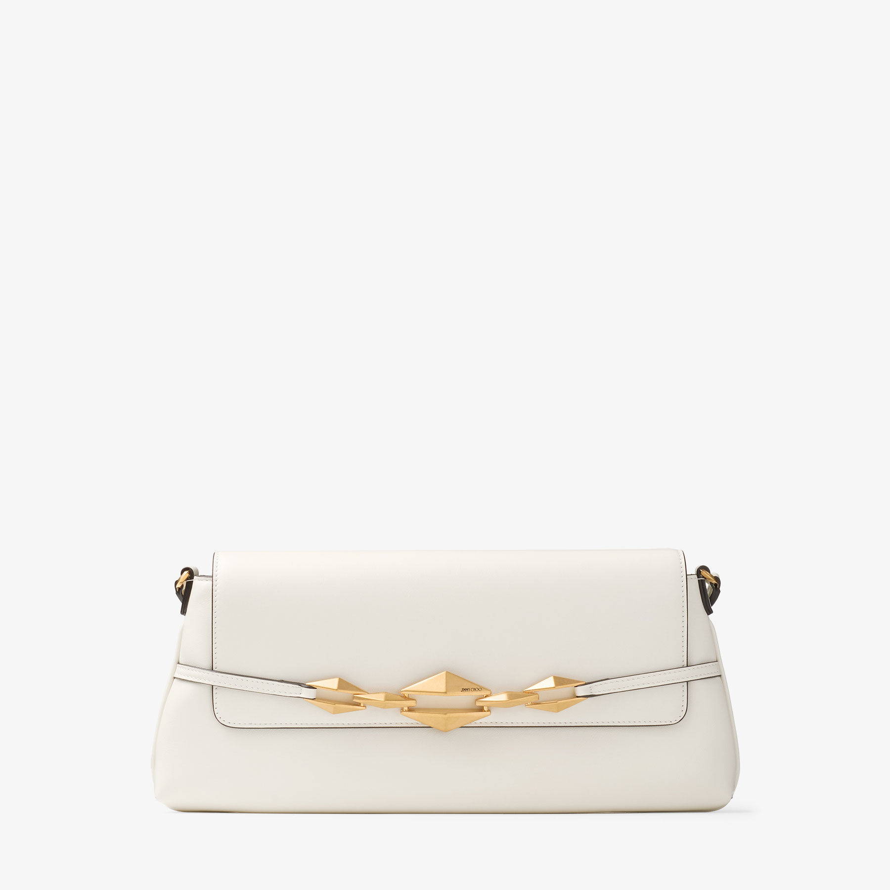 にこ¨̮⃝ item shoulder bag（ivory） Diamond Shoulder East-West | Latte Shiny Calf Leather Shoulder Bag