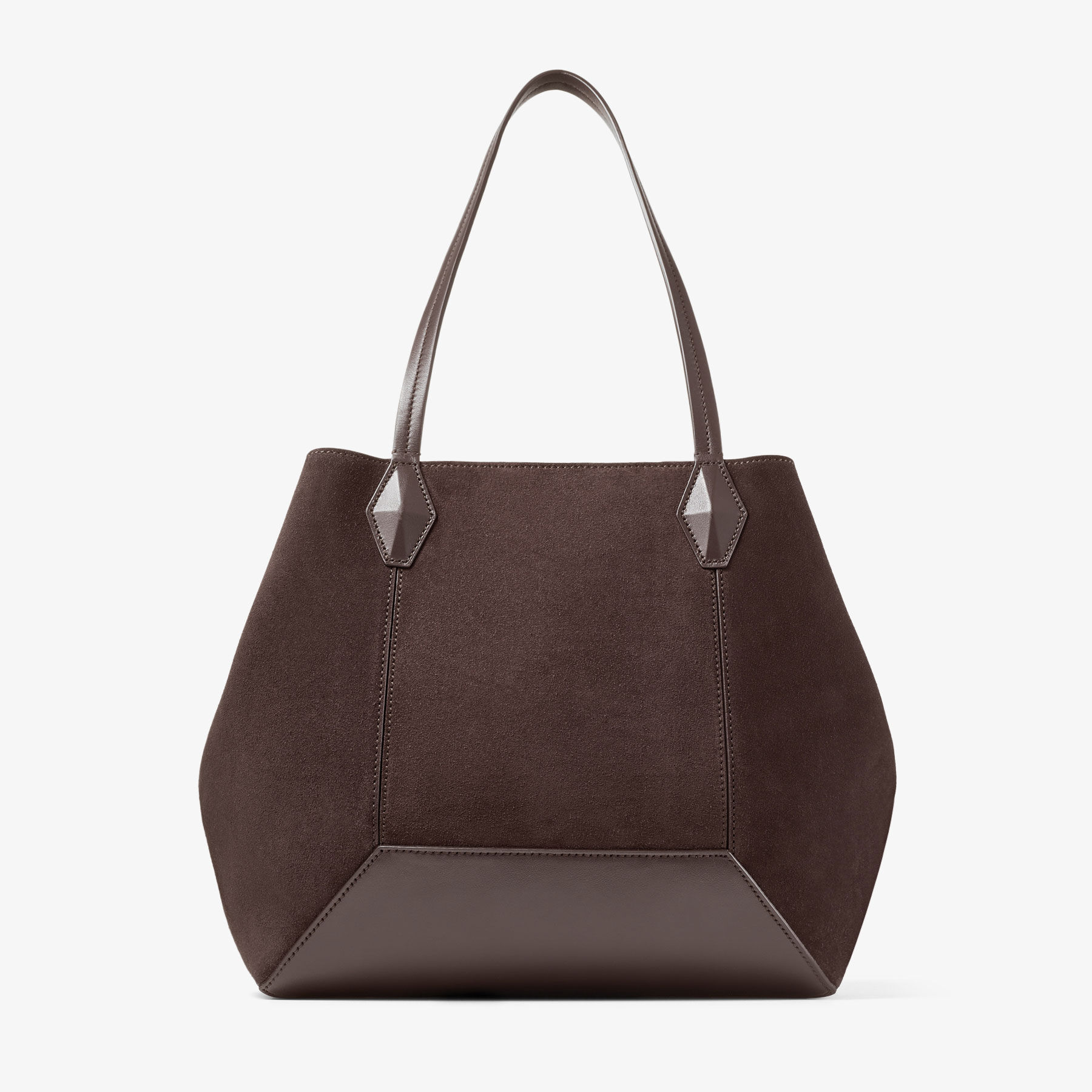Diamond Tote/M | Coffee Suede Tote Bag | JIMMY CHOO